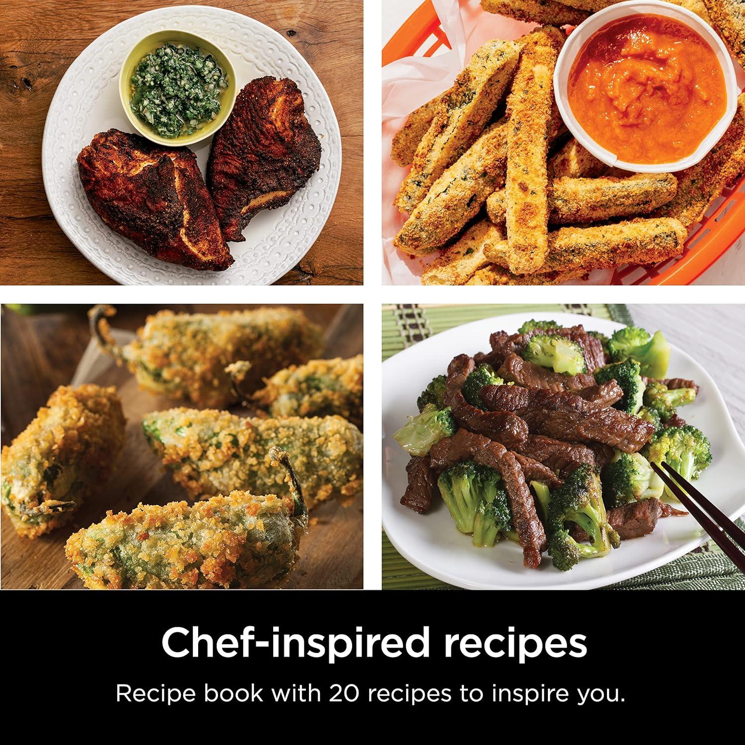 imageNinja Air Fryer 4in1 Pro Air Fry Roast Reheat Dehydrate 5QT Capacity fits up to 4lbs of French Fries 400F Max Temp Nonstick Basket ampamp Crisper Plate 120V Grey AF1414 QT