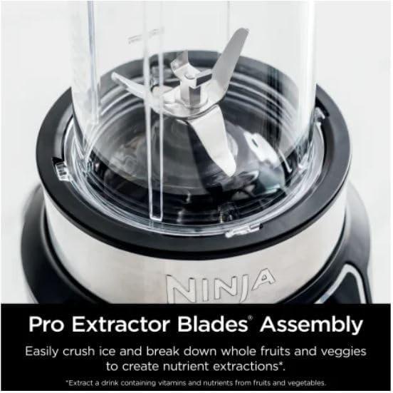 imageNinja Blender Nutri Pro Single Serve For Smoothies Salsa Shakes and Frozen Drinks Includes 2 Smoothie Cups ampamp Lids Crushes Ice Fruit ampamp Veggies Silver BN401Auto Blend