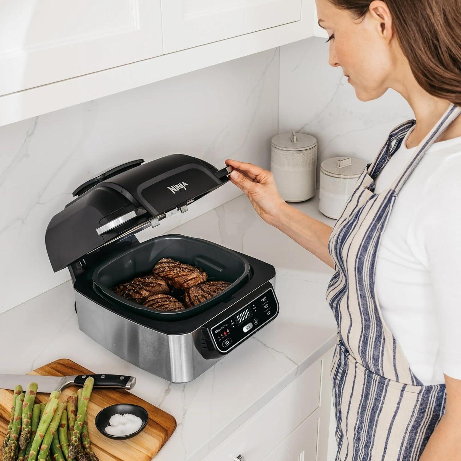 imageNinja AG300 4in1 Indoor Grill with 4Quart Air Fryer with Roast Bake and Cyclonic Grilling Technology