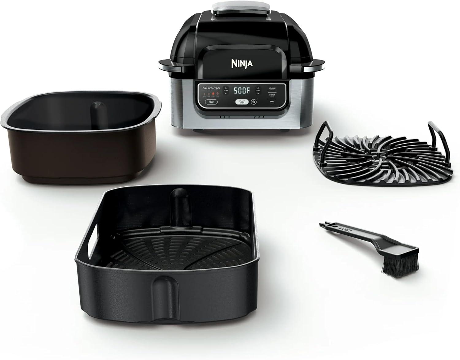 imageNinja AG300 4in1 Indoor Grill with 4Quart Air Fryer with Roast Bake and Cyclonic Grilling Technology