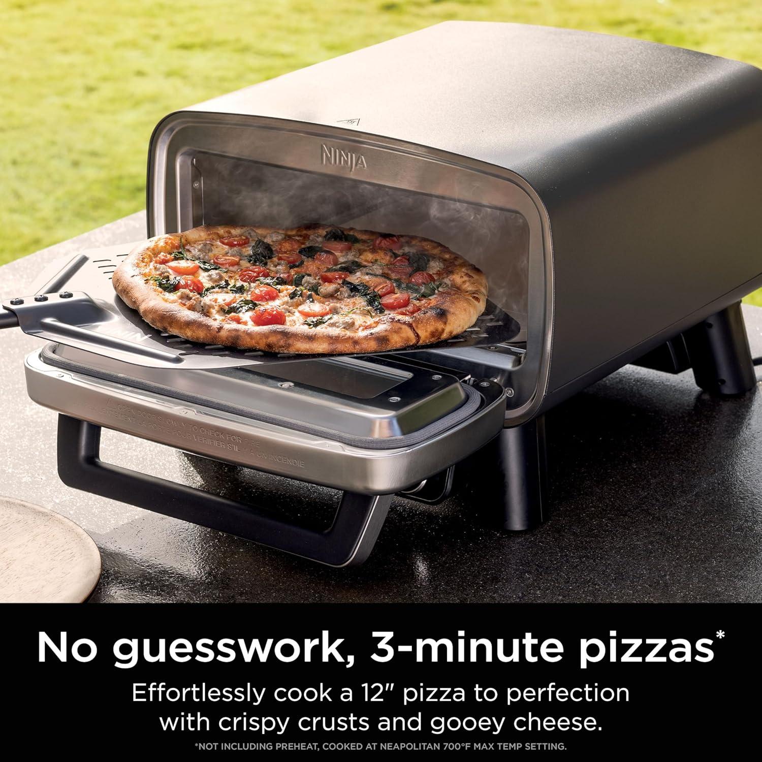 imageNinja Artisan Outdoor Pizza Oven 12inch 3minute Pizza Neapolitan Thin Crust New York Chicago Custom 700F Max Temperature Electric Heat Bake Broil Proof Warm MO201Pizza Oven