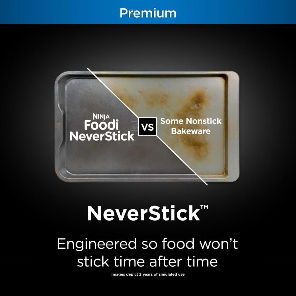 imageNinja B32002 Foodi NeverStick Premium 2Piece Baking Sheet Set Nonstick Oven Safe up to 500F with 9 x 13 inch Sheet ampamp 11 x 17 inch Sheet Dishwasher Safe GreyCookie Pan Cooling Rack