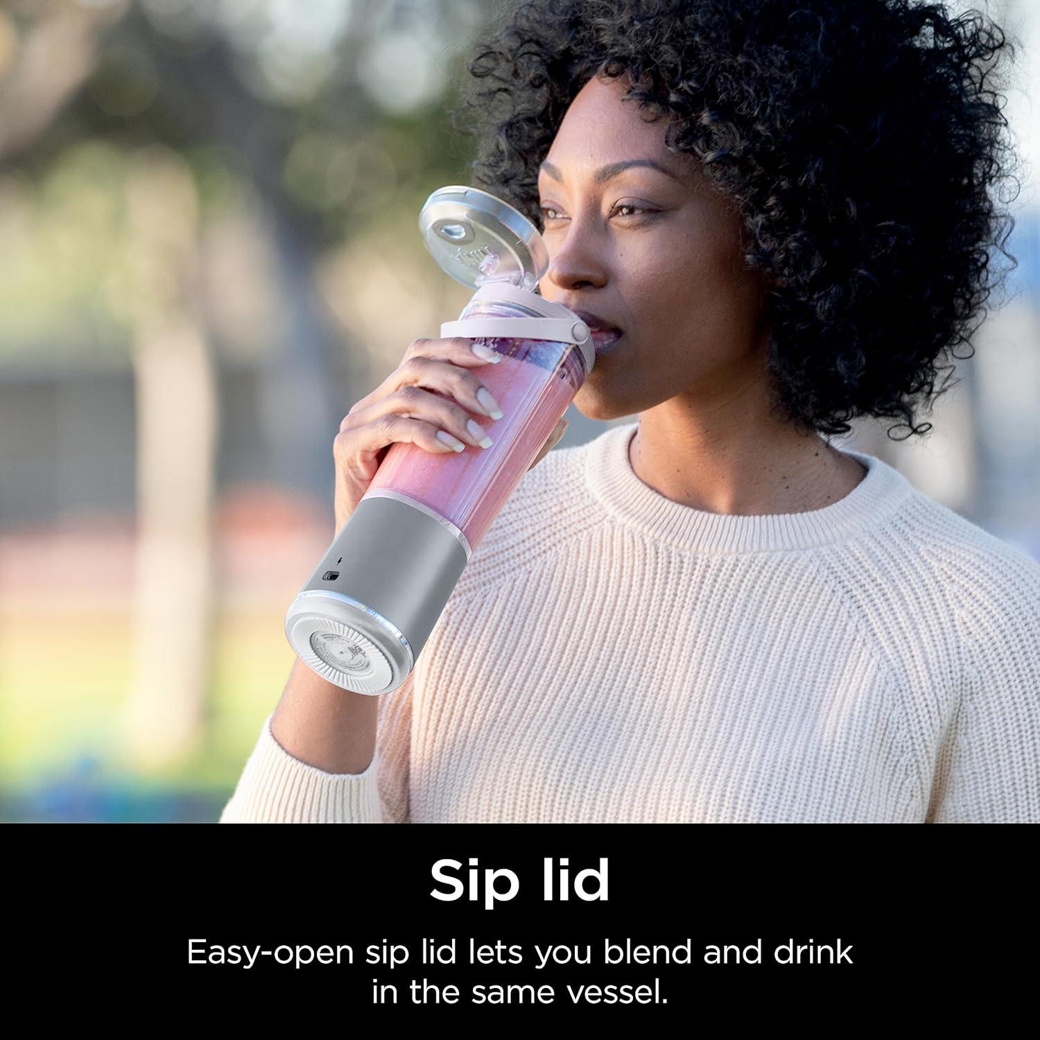 imageNinja BC151CR Blast Portable Blender Cordless 18oz Vessel Personal Blenderfor Shakes ampamp Smoothies BPA Free LeakproofLid ampamp Sip Spout USBC Rechargeable Dishwasher Safe Parts Cranberry RedWhite