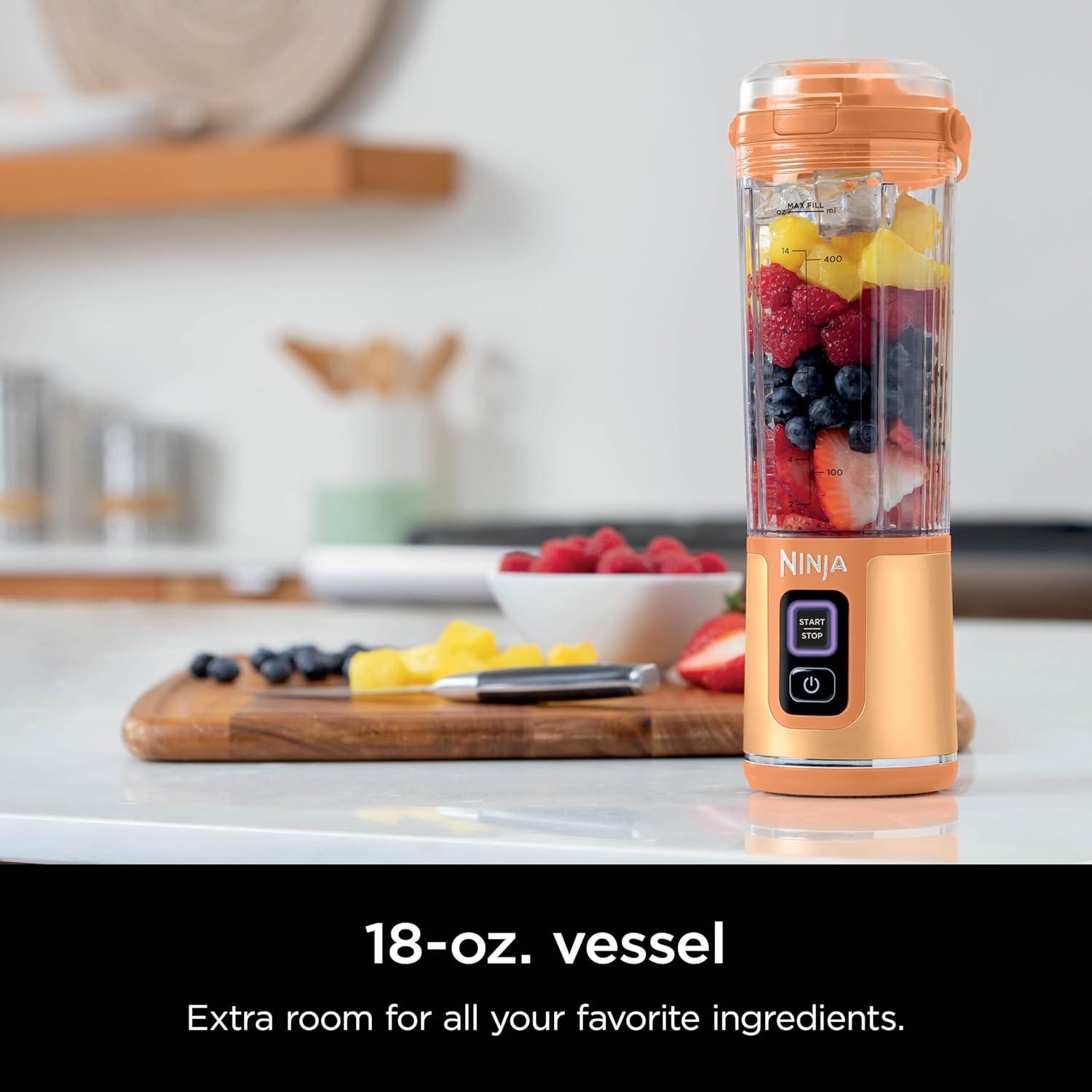 imageNinja BC151CR Blast Portable Blender Cordless 18oz Vessel Personal Blenderfor Shakes ampamp Smoothies BPA Free LeakproofLid ampamp Sip Spout USBC Rechargeable Dishwasher Safe Parts Cranberry RedOrange