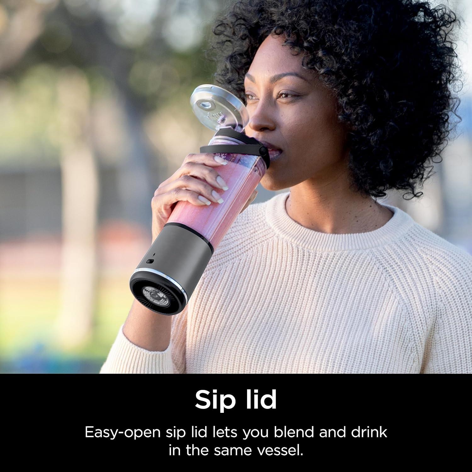 imageNinja BC151CR Blast Portable Blender Cordless 18oz Vessel Personal Blenderfor Shakes ampamp Smoothies BPA Free LeakproofLid ampamp Sip Spout USBC Rechargeable Dishwasher Safe Parts Cranberry RedBlack