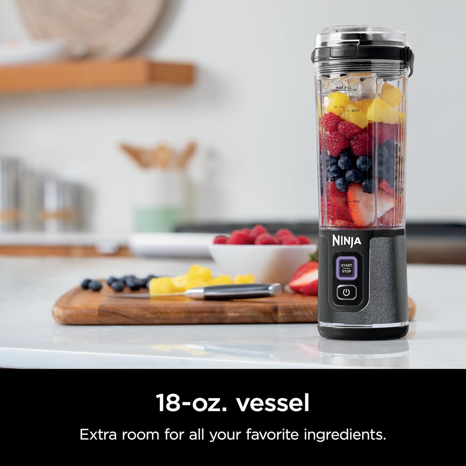 imageNinja BC151CR Blast Portable Blender Cordless 18oz Vessel Personal Blenderfor Shakes ampamp Smoothies BPA Free LeakproofLid ampamp Sip Spout USBC Rechargeable Dishwasher Safe Parts Cranberry RedBlack Glitter