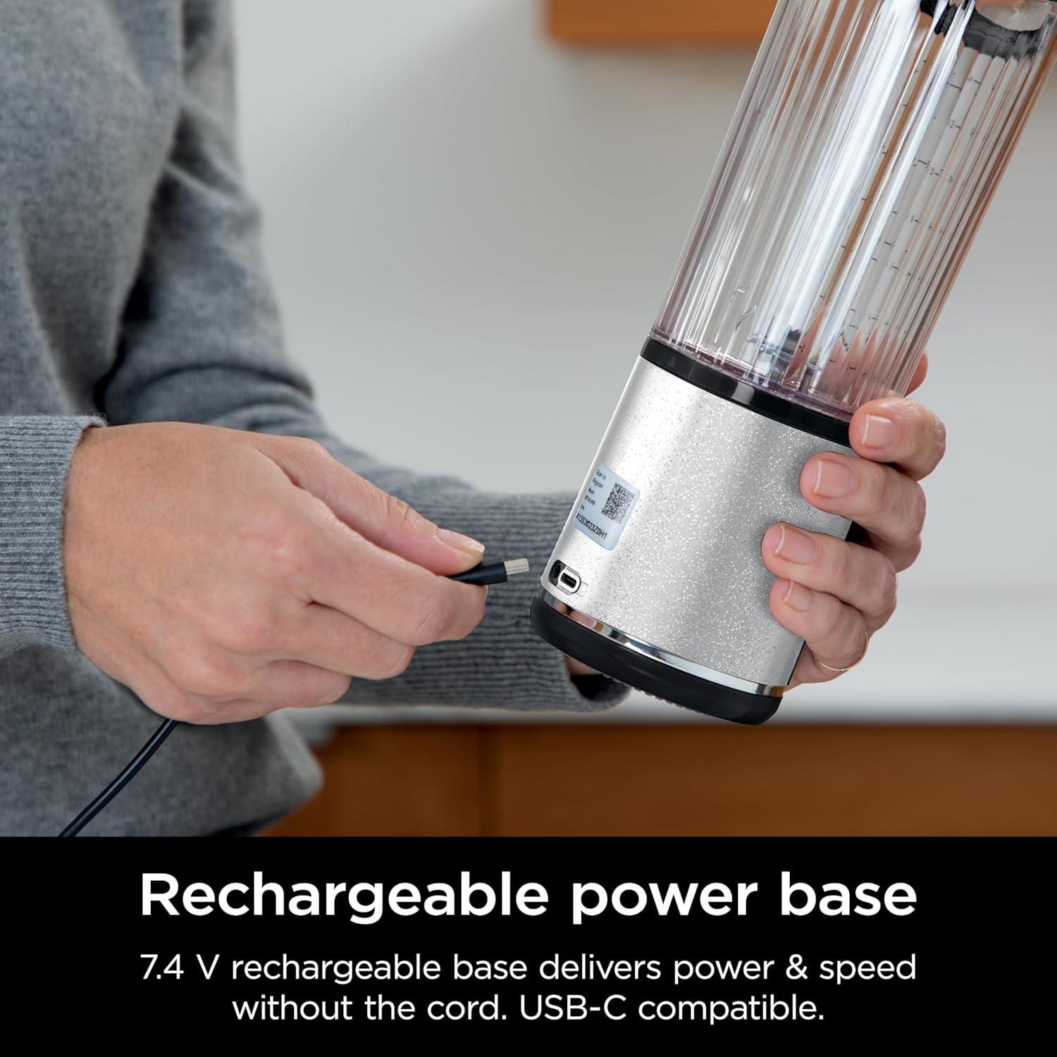 imageNinja BC151CR Blast Portable Blender Cordless 18oz Vessel Personal Blenderfor Shakes ampamp Smoothies BPA Free LeakproofLid ampamp Sip Spout USBC Rechargeable Dishwasher Safe Parts Cranberry RedWhite Glitter