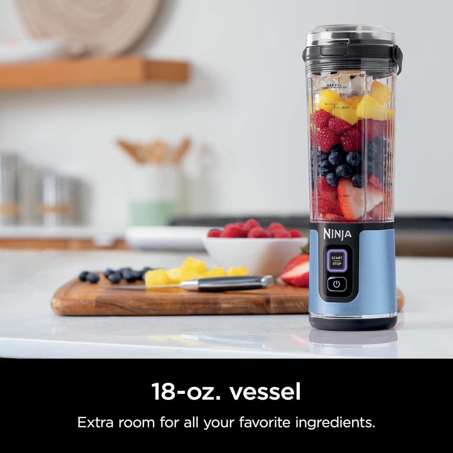 imageNinja BC151CR Blast Portable Blender Cordless 18oz Vessel Personal Blenderfor Shakes ampamp Smoothies BPA Free LeakproofLid ampamp Sip Spout USBC Rechargeable Dishwasher Safe Parts Cranberry RedMetallic Blue