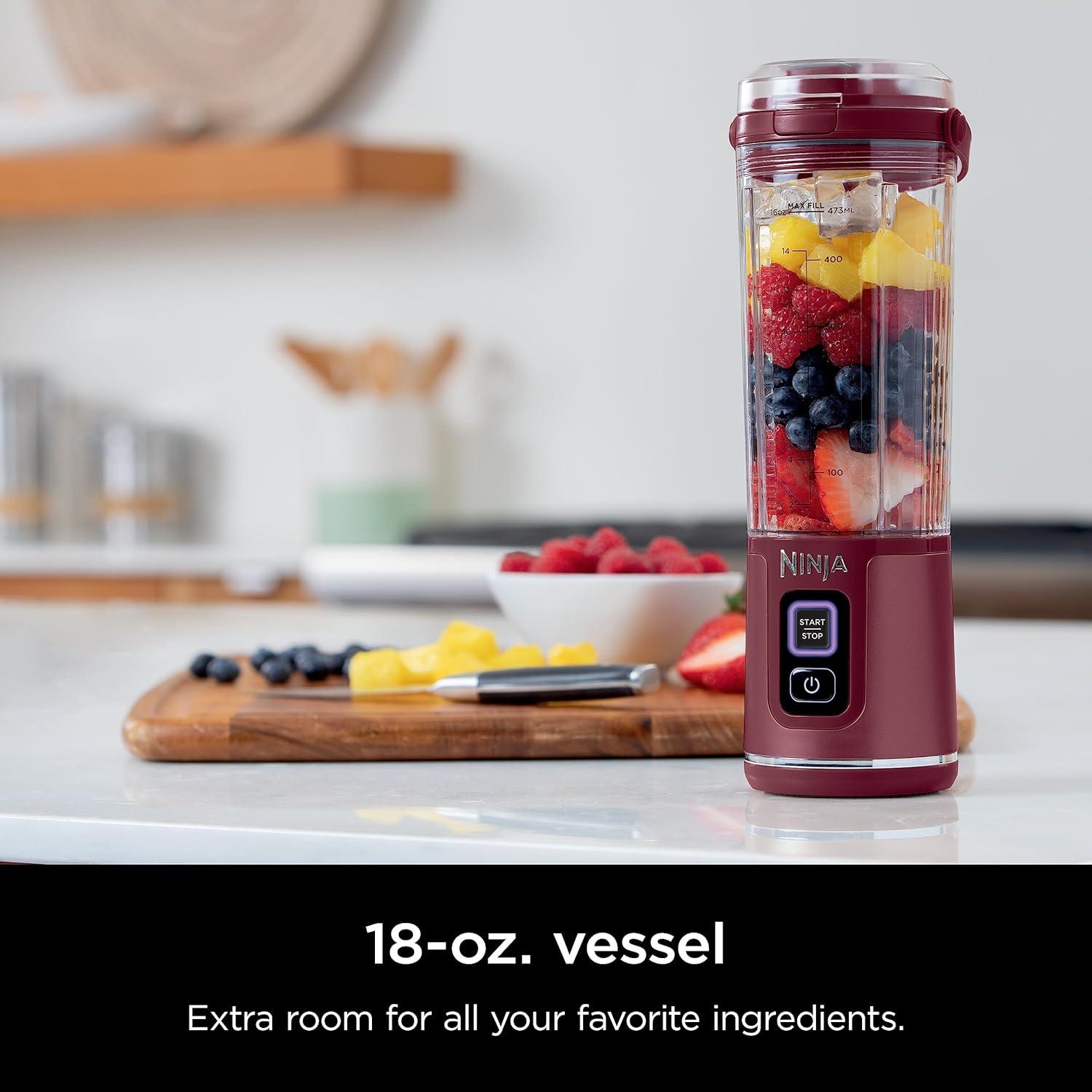 imageNinja BC151CR Blast Portable Blender Cordless 18oz Vessel Personal Blenderfor Shakes ampamp Smoothies BPA Free LeakproofLid ampamp Sip Spout USBC Rechargeable Dishwasher Safe Parts Cranberry RedCranberry