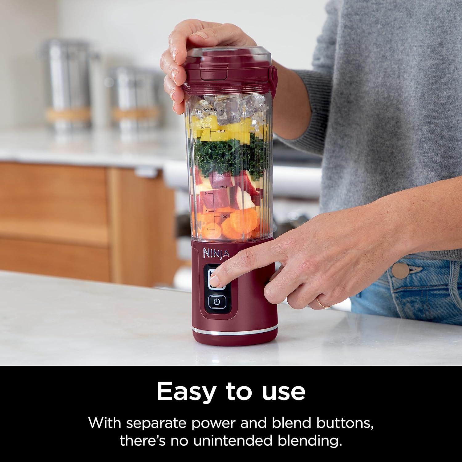 imageNinja BC151CR Blast Portable Blender Cordless 18oz Vessel Personal Blenderfor Shakes ampamp Smoothies BPA Free LeakproofLid ampamp Sip Spout USBC Rechargeable Dishwasher Safe Parts Cranberry RedCranberry
