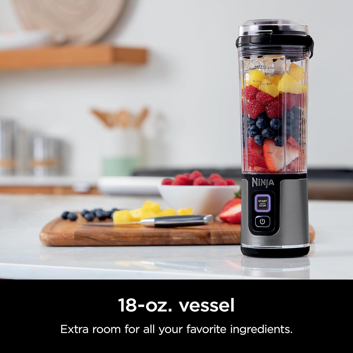imageNinja BC151CR Blast Portable Blender Cordless 18oz Vessel Personal Blenderfor Shakes ampamp Smoothies BPA Free LeakproofLid ampamp Sip Spout USBC Rechargeable Dishwasher Safe Parts Cranberry RedBlack