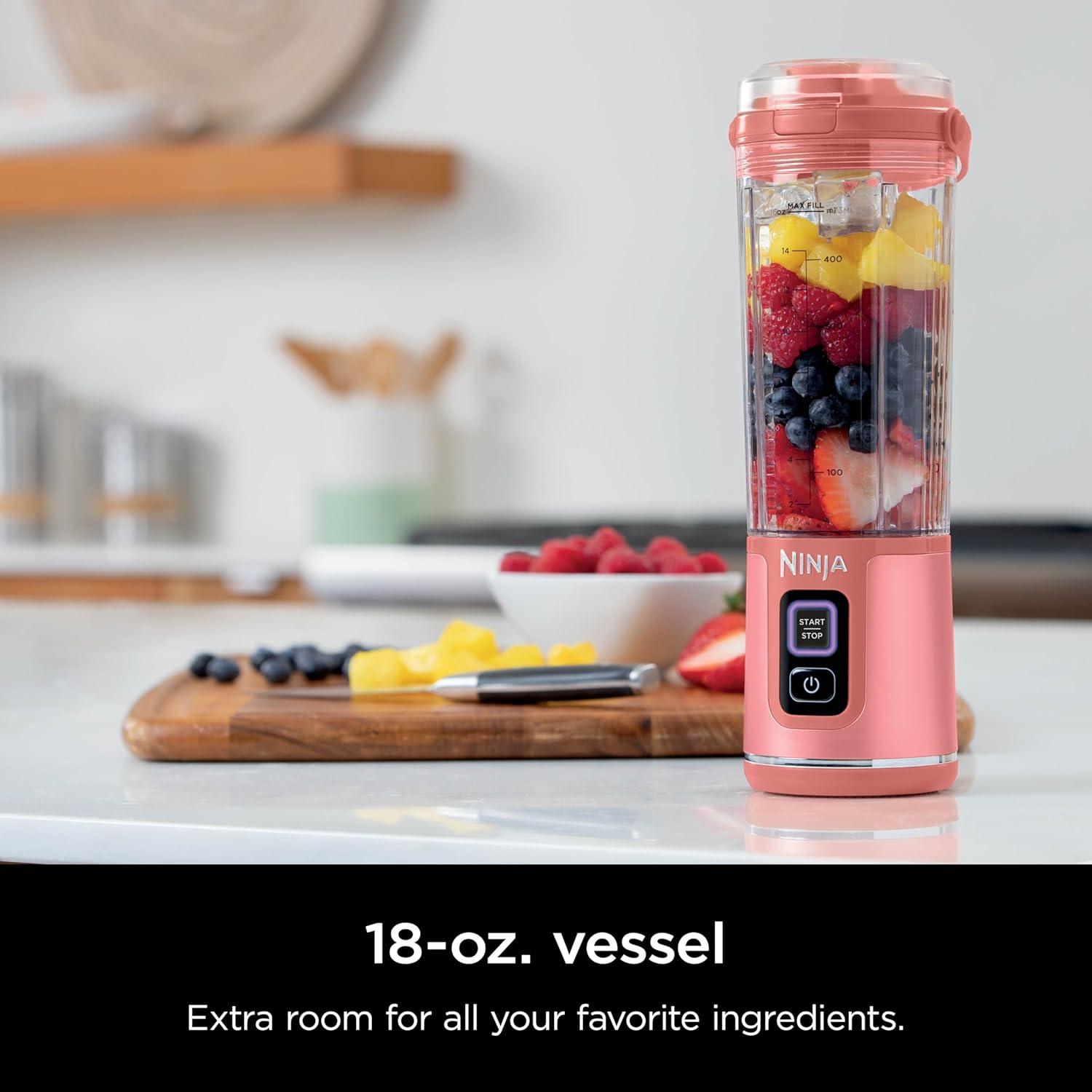 imageNinja BC151CR Blast Portable Blender Cordless 18oz Vessel Personal Blenderfor Shakes ampamp Smoothies BPA Free LeakproofLid ampamp Sip Spout USBC Rechargeable Dishwasher Safe Parts Cranberry RedRed Clay