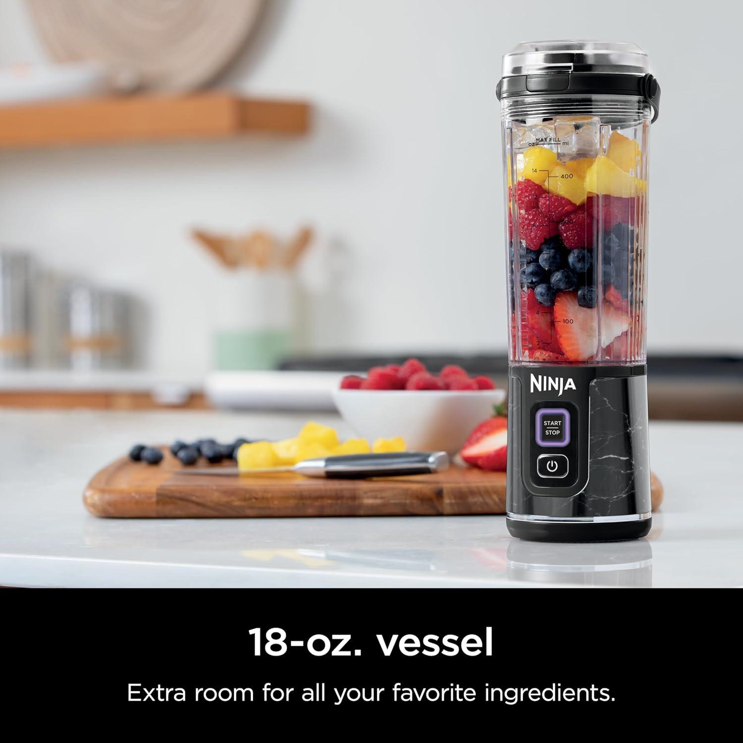 imageNinja BC151CR Blast Portable Blender Cordless 18oz Vessel Personal Blenderfor Shakes ampamp Smoothies BPA Free LeakproofLid ampamp Sip Spout USBC Rechargeable Dishwasher Safe Parts Cranberry RedMarble Black