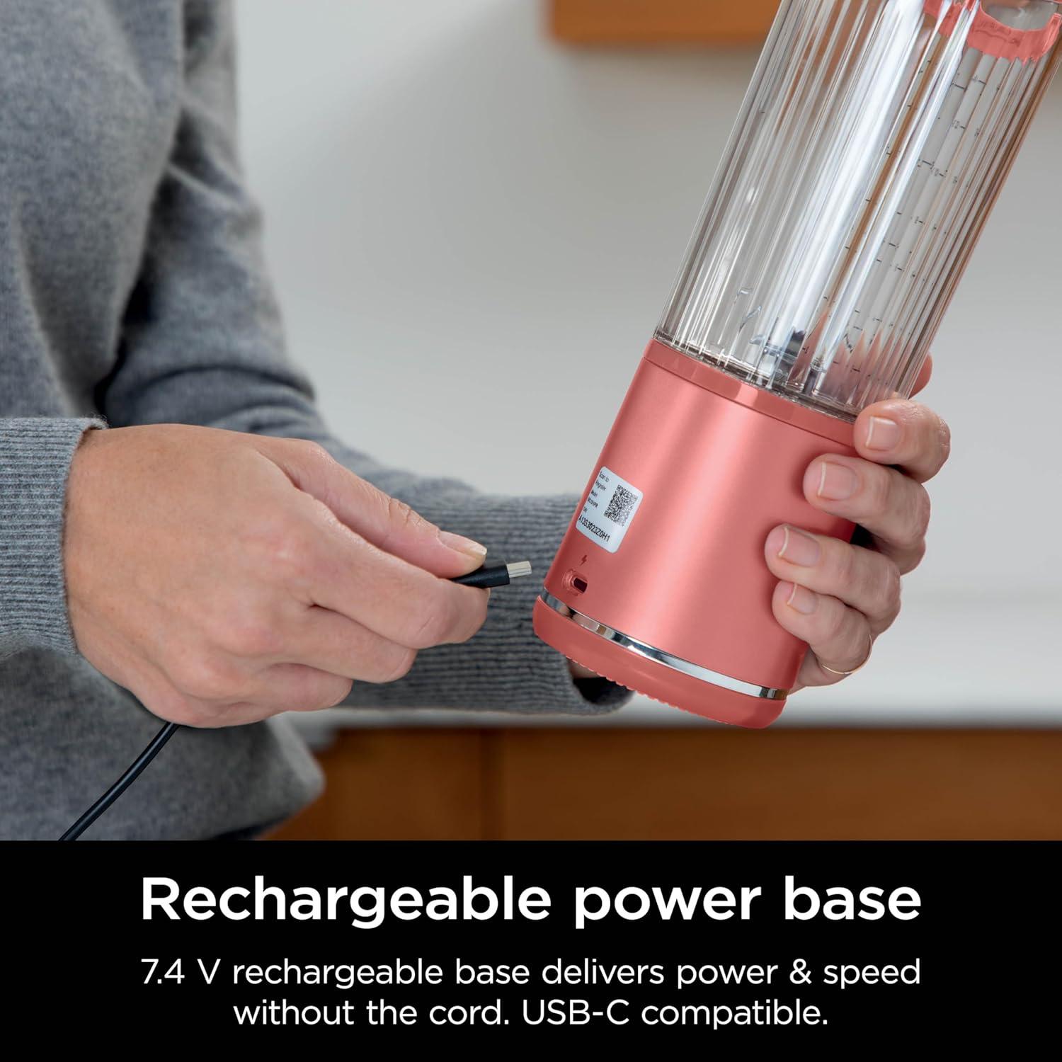 imageNinja BC151CR Blast Portable Blender Cordless 18oz Vessel Personal Blenderfor Shakes ampamp Smoothies BPA Free LeakproofLid ampamp Sip Spout USBC Rechargeable Dishwasher Safe Parts Cranberry RedRed Clay