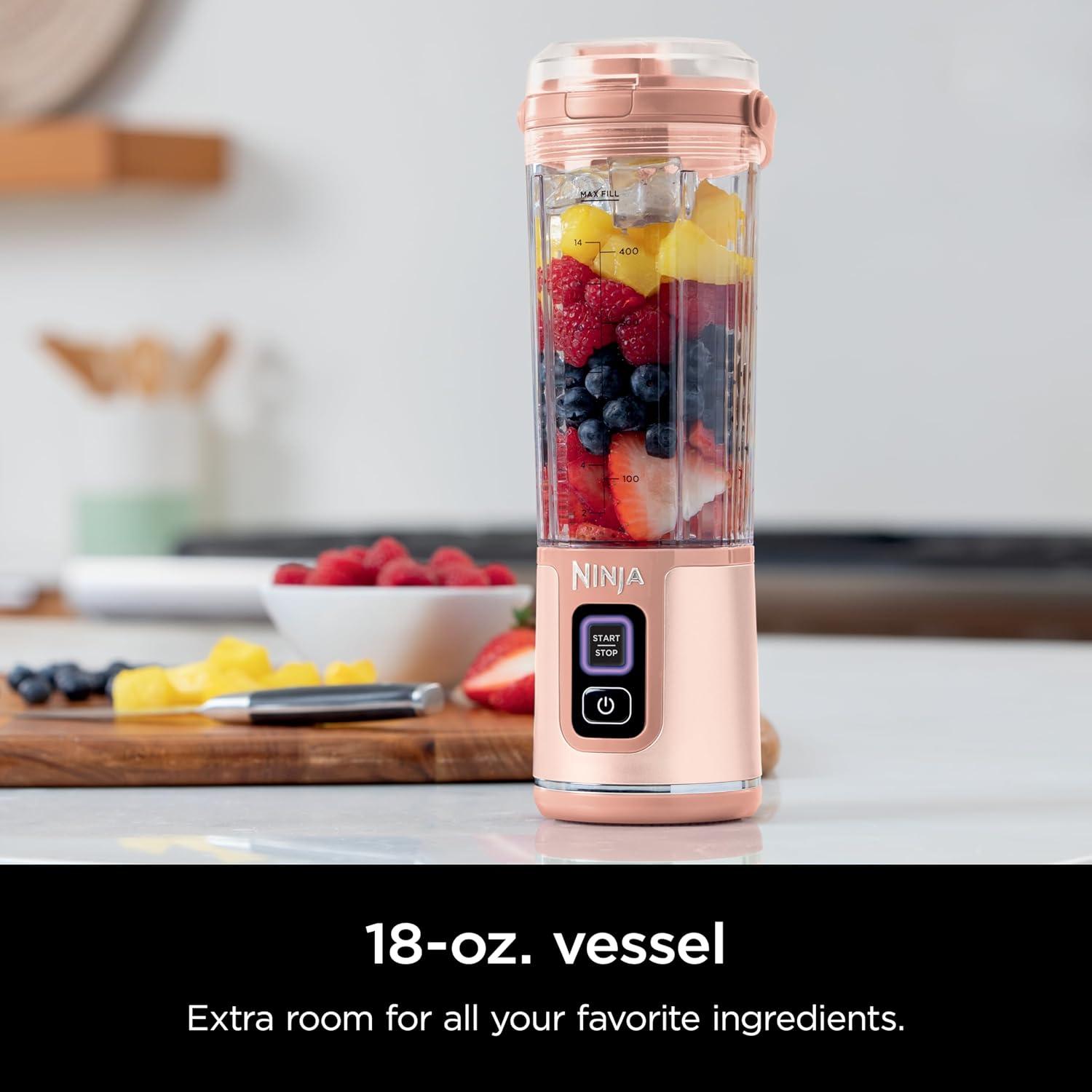 imageNinja BC151CR Blast Portable Blender Cordless 18oz Vessel Personal Blenderfor Shakes ampamp Smoothies BPA Free LeakproofLid ampamp Sip Spout USBC Rechargeable Dishwasher Safe Parts Cranberry RedPeach Stone