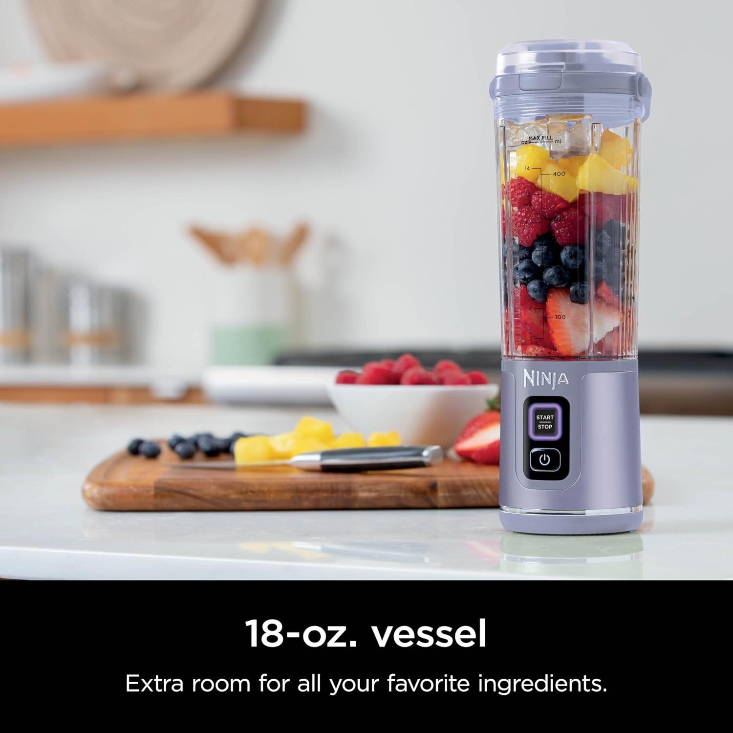 imageNinja BC151CR Blast Portable Blender Cordless 18oz Vessel Personal Blenderfor Shakes ampamp Smoothies BPA Free LeakproofLid ampamp Sip Spout USBC Rechargeable Dishwasher Safe Parts Cranberry RedLavender