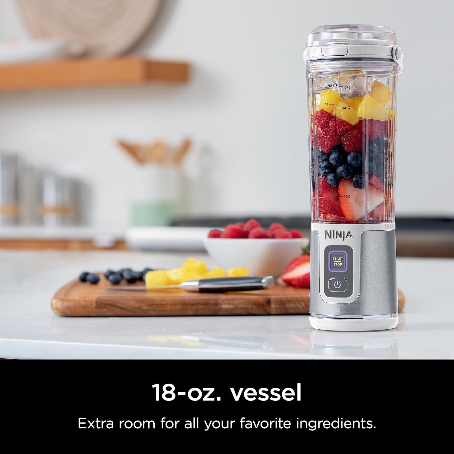 imageNinja BC151CR Blast Portable Blender Cordless 18oz Vessel Personal Blenderfor Shakes ampamp Smoothies BPA Free LeakproofLid ampamp Sip Spout USBC Rechargeable Dishwasher Safe Parts Cranberry RedWhite