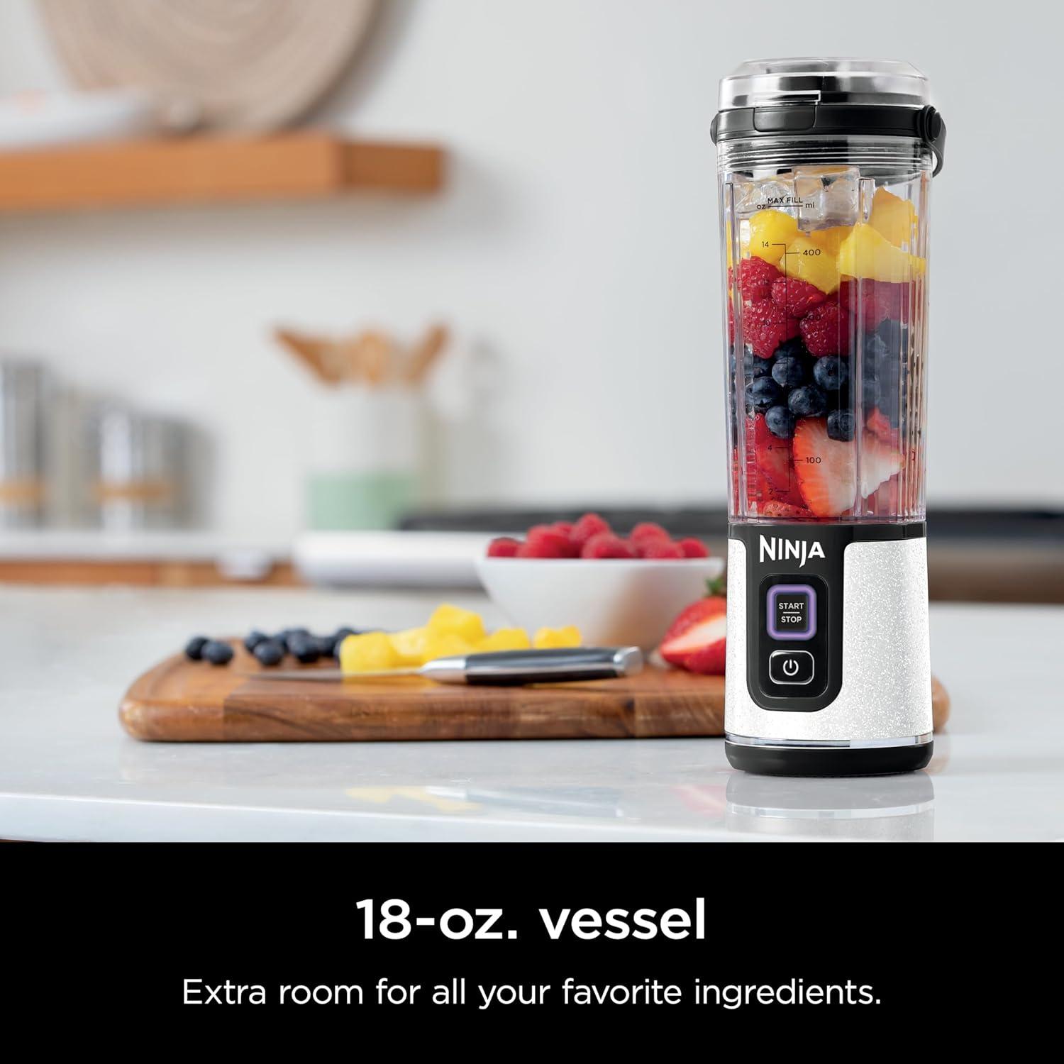 imageNinja BC151CR Blast Portable Blender Cordless 18oz Vessel Personal Blenderfor Shakes ampamp Smoothies BPA Free LeakproofLid ampamp Sip Spout USBC Rechargeable Dishwasher Safe Parts Cranberry RedWhite Glitter