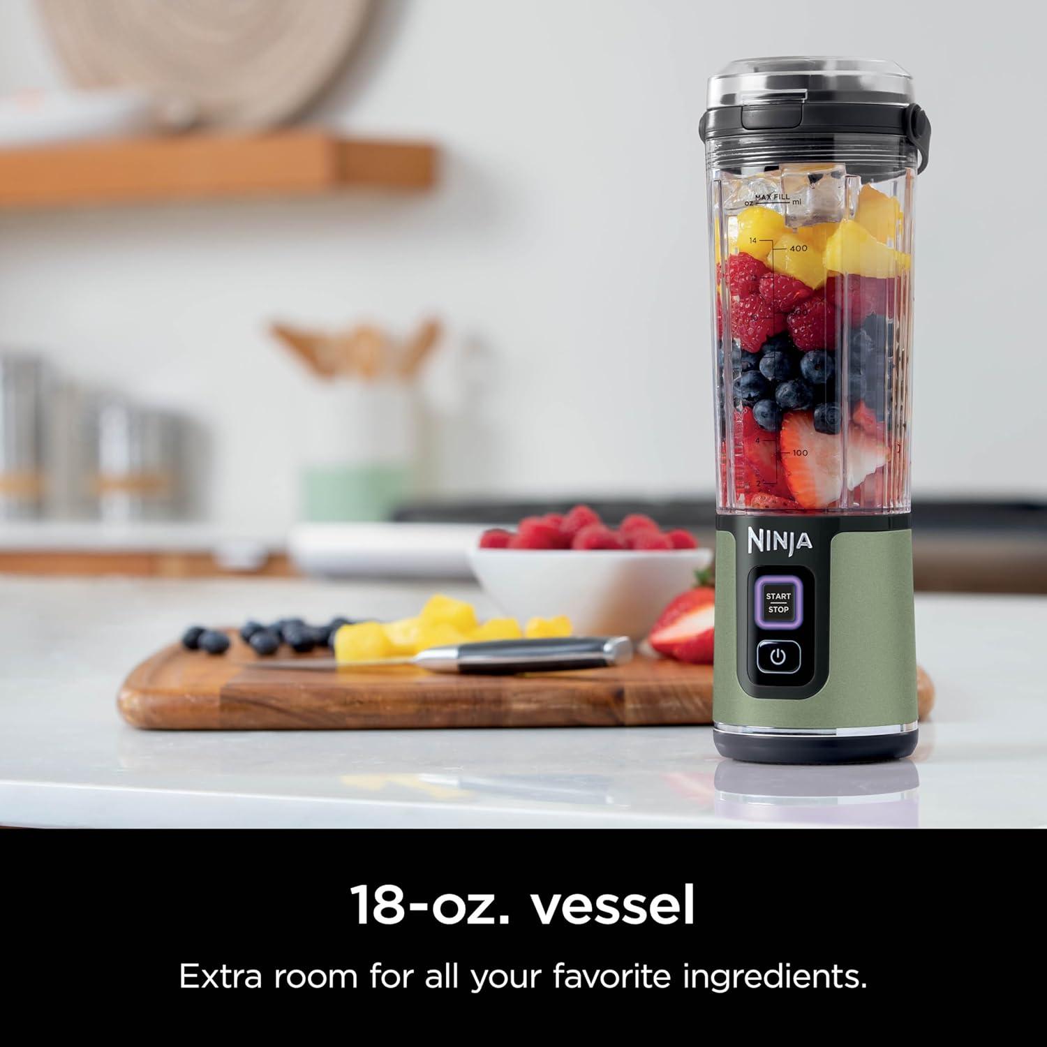 imageNinja BC151CR Blast Portable Blender Cordless 18oz Vessel Personal Blenderfor Shakes ampamp Smoothies BPA Free LeakproofLid ampamp Sip Spout USBC Rechargeable Dishwasher Safe Parts Cranberry RedMetallic Green