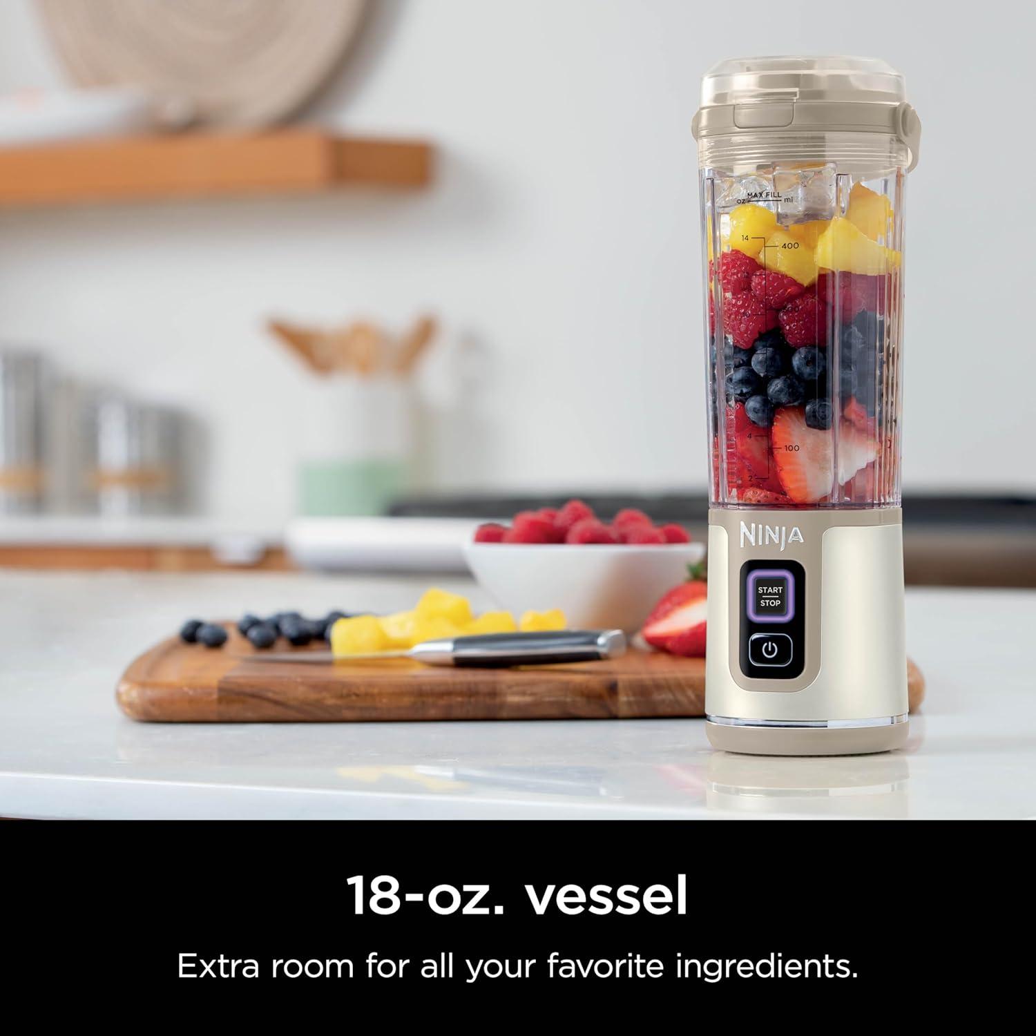 imageNinja BC151CR Blast Portable Blender Cordless 18oz Vessel Personal Blenderfor Shakes ampamp Smoothies BPA Free LeakproofLid ampamp Sip Spout USBC Rechargeable Dishwasher Safe Parts Cranberry RedCream