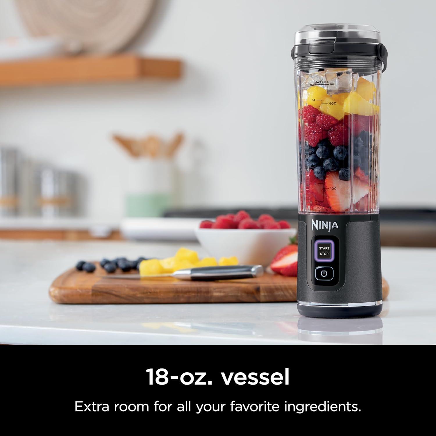 imageNinja BC151CR Blast Portable Blender Cordless 18oz Vessel Personal Blenderfor Shakes ampamp Smoothies BPA Free LeakproofLid ampamp Sip Spout USBC Rechargeable Dishwasher Safe Parts Cranberry RedMetallic Black
