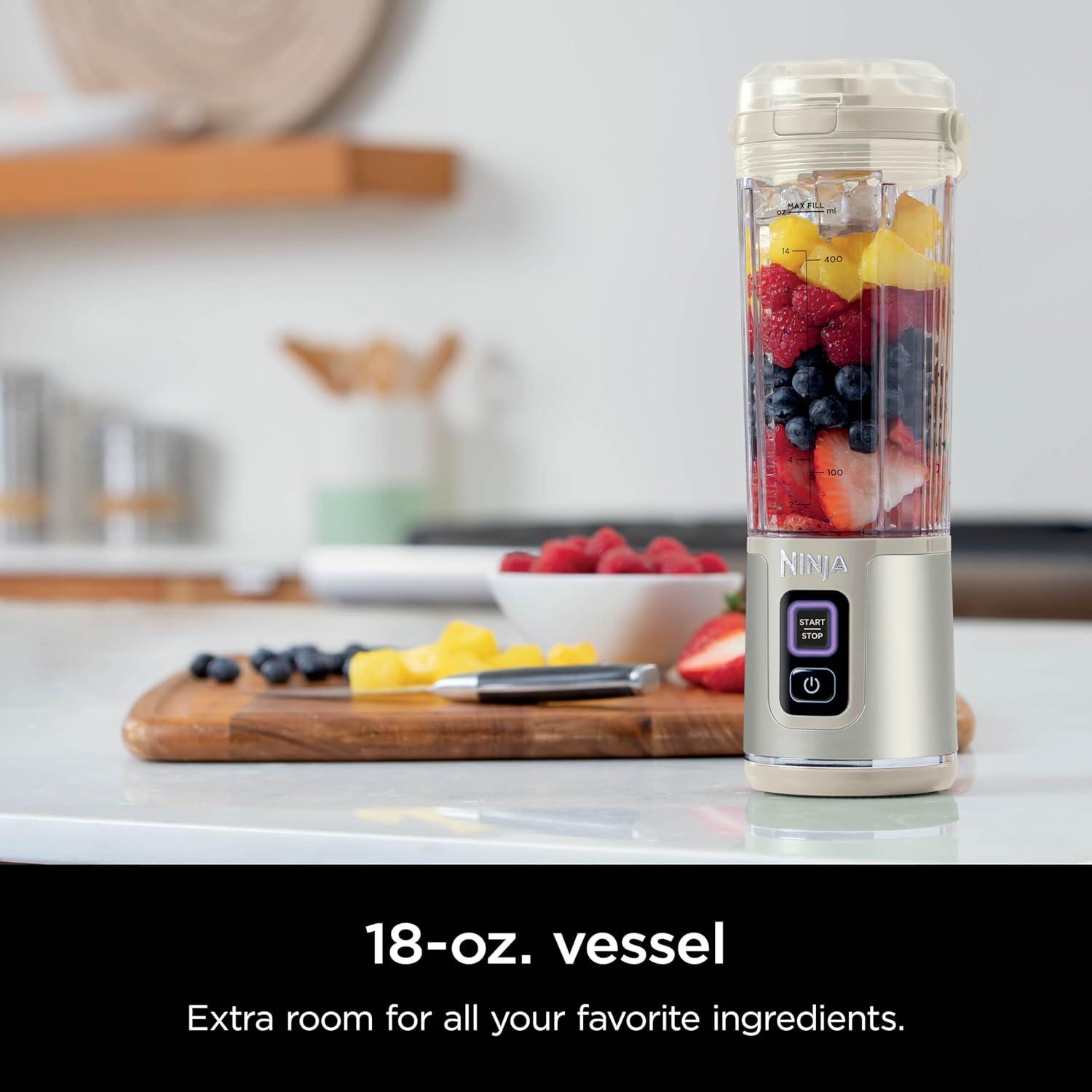 imageNinja BC151CR Blast Portable Blender Cordless 18oz Vessel Personal Blenderfor Shakes ampamp Smoothies BPA Free LeakproofLid ampamp Sip Spout USBC Rechargeable Dishwasher Safe Parts Cranberry RedVanilla Bean