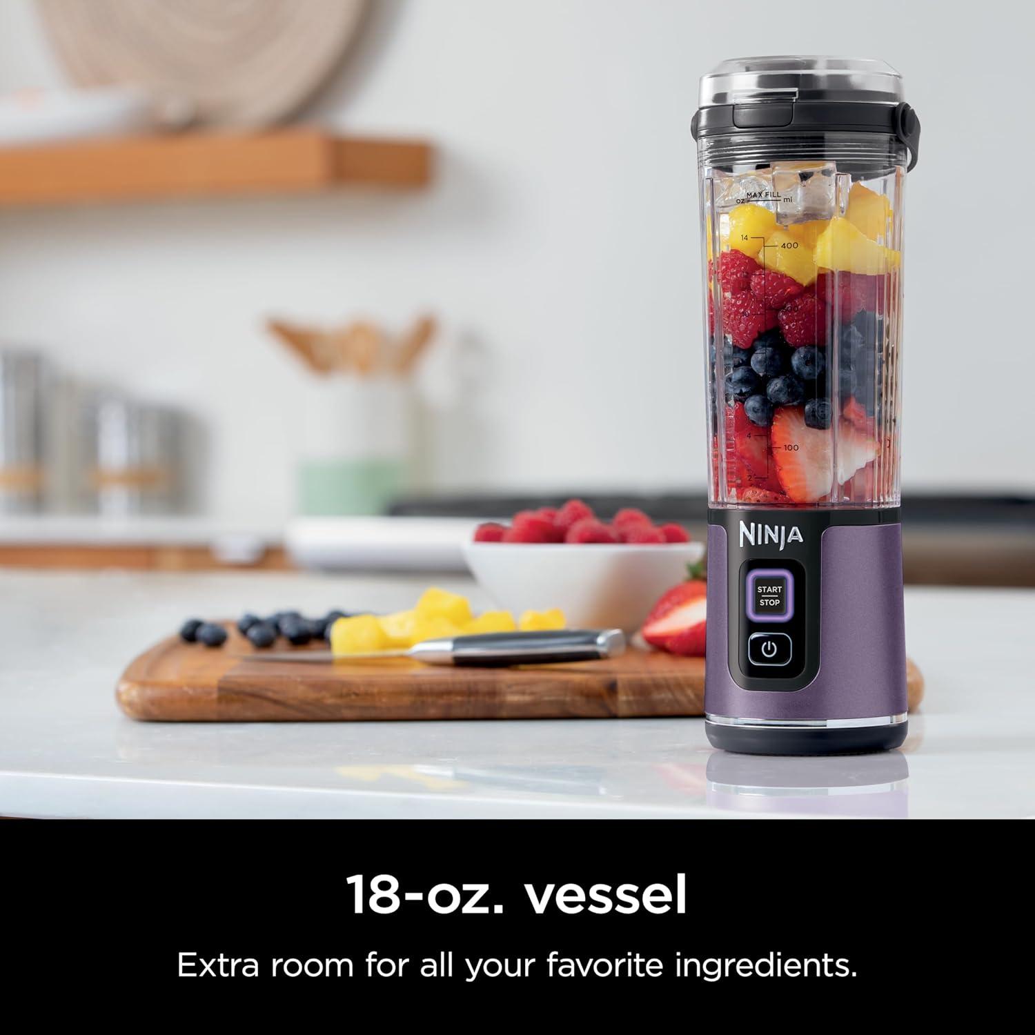 imageNinja BC151CR Blast Portable Blender Cordless 18oz Vessel Personal Blenderfor Shakes ampamp Smoothies BPA Free LeakproofLid ampamp Sip Spout USBC Rechargeable Dishwasher Safe Parts Cranberry RedMetallic Purple