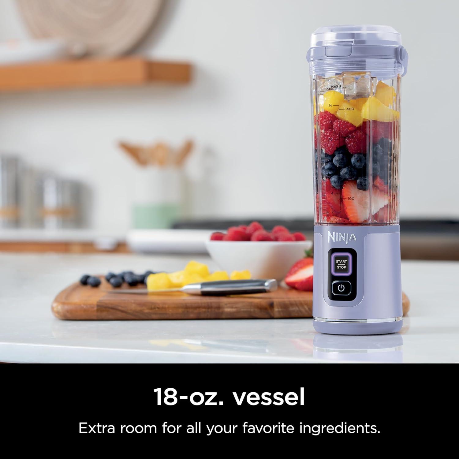 imageNinja BC151CR Blast Portable Blender Cordless 18oz Vessel Personal Blenderfor Shakes ampamp Smoothies BPA Free LeakproofLid ampamp Sip Spout USBC Rechargeable Dishwasher Safe Parts Cranberry RedMuted Lavender