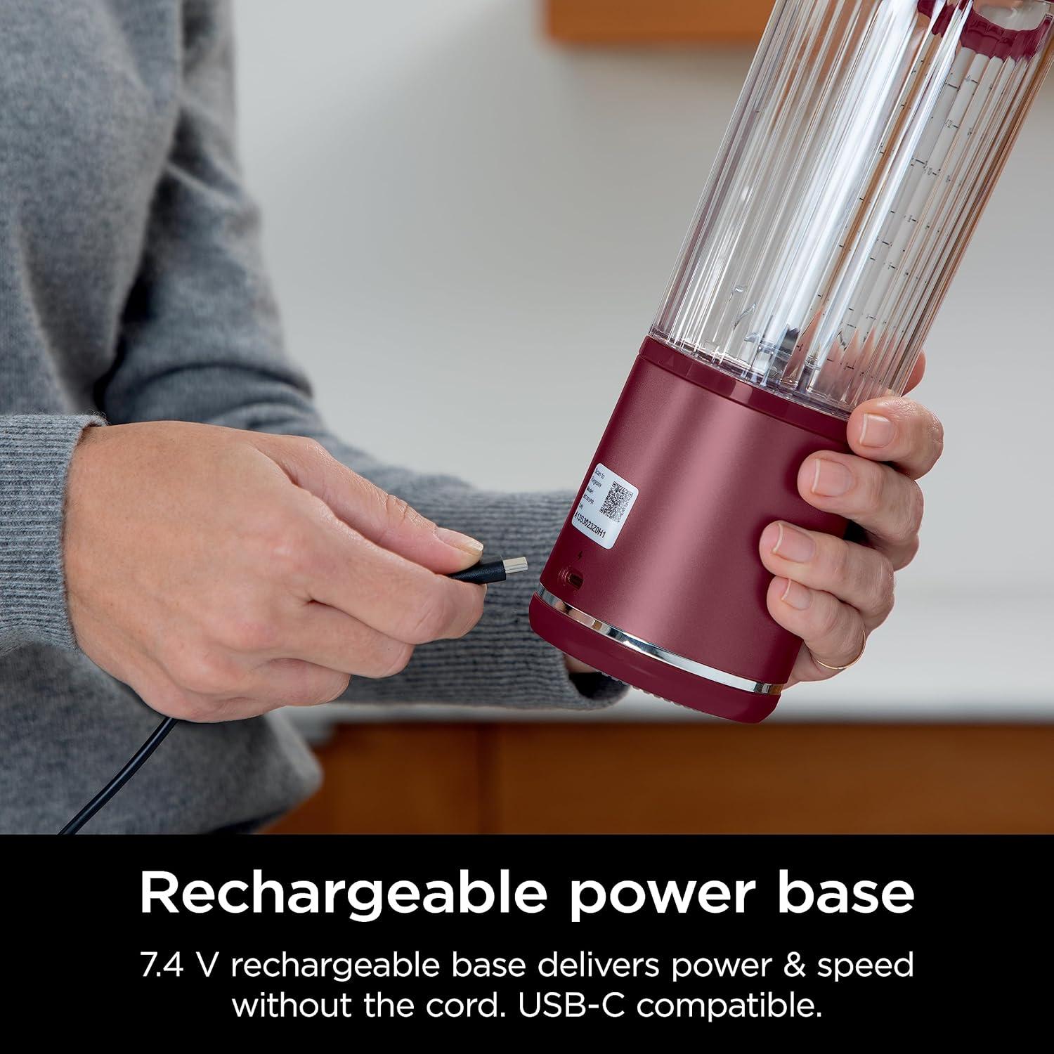 imageNinja BC151CR Blast Portable Blender Cordless 18oz Vessel Personal Blenderfor Shakes ampamp Smoothies BPA Free LeakproofLid ampamp Sip Spout USBC Rechargeable Dishwasher Safe Parts Cranberry RedCranberry