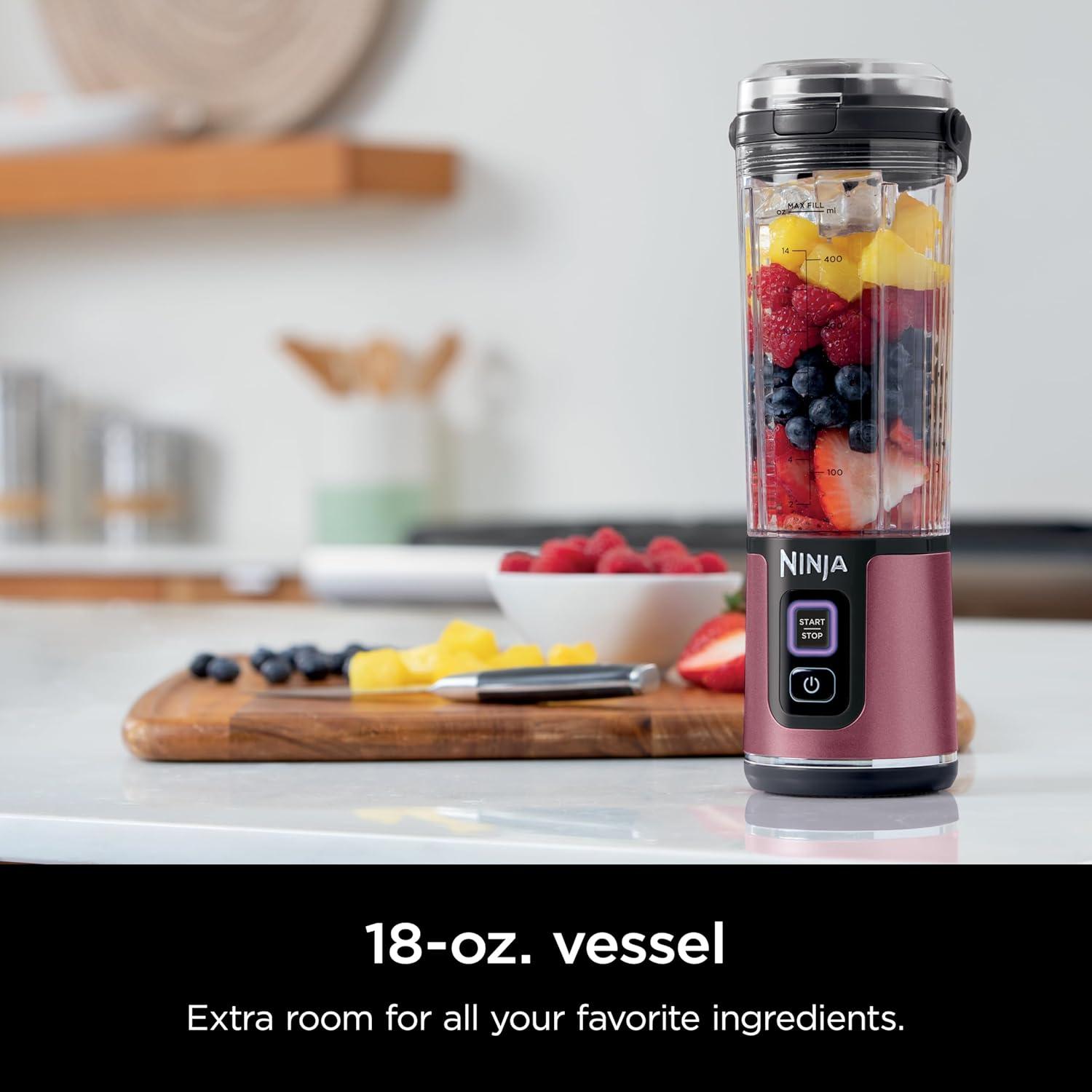 imageNinja BC151CR Blast Portable Blender Cordless 18oz Vessel Personal Blenderfor Shakes ampamp Smoothies BPA Free LeakproofLid ampamp Sip Spout USBC Rechargeable Dishwasher Safe Parts Cranberry RedMetallic Red