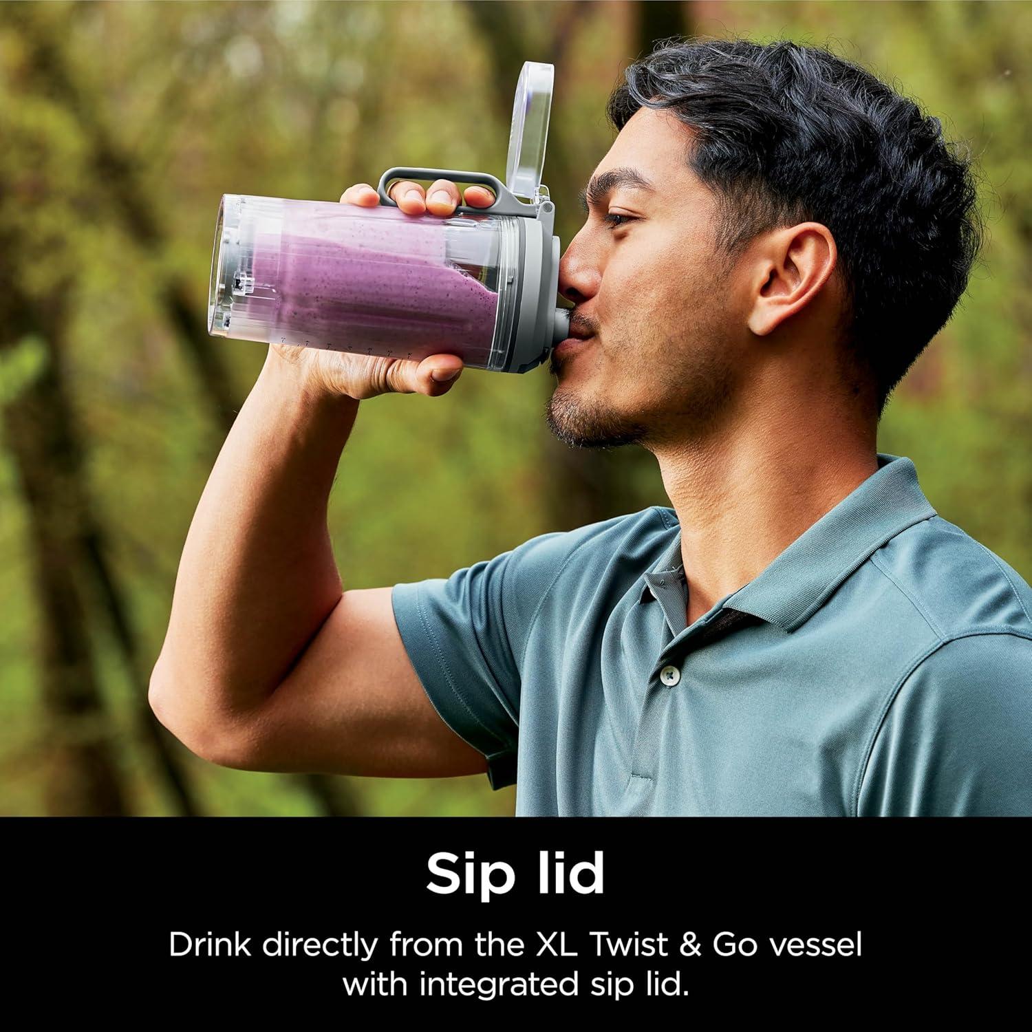 imageNinja Blast Max Portable ampamp Personal Blender Twist ampamp Go Smoothie Blend Ice Crush 3 Programs Cordless 22 oz removable Vessel Dishwasher Safe Leakproof Grey BC251GYSilver