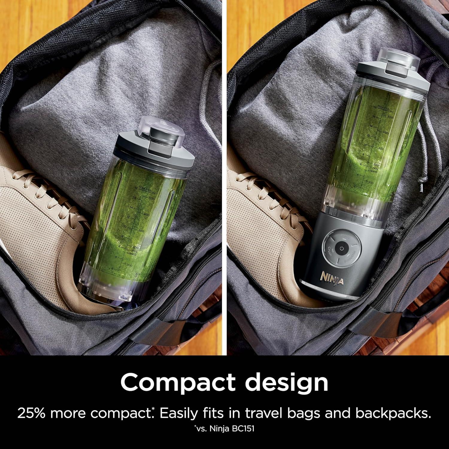 imageNinja Blast Max Portable ampamp Personal Blender Twist ampamp Go Smoothie Blend Ice Crush 3 Programs Cordless 22 oz removable Vessel Dishwasher Safe Leakproof Grey BC251GYGray