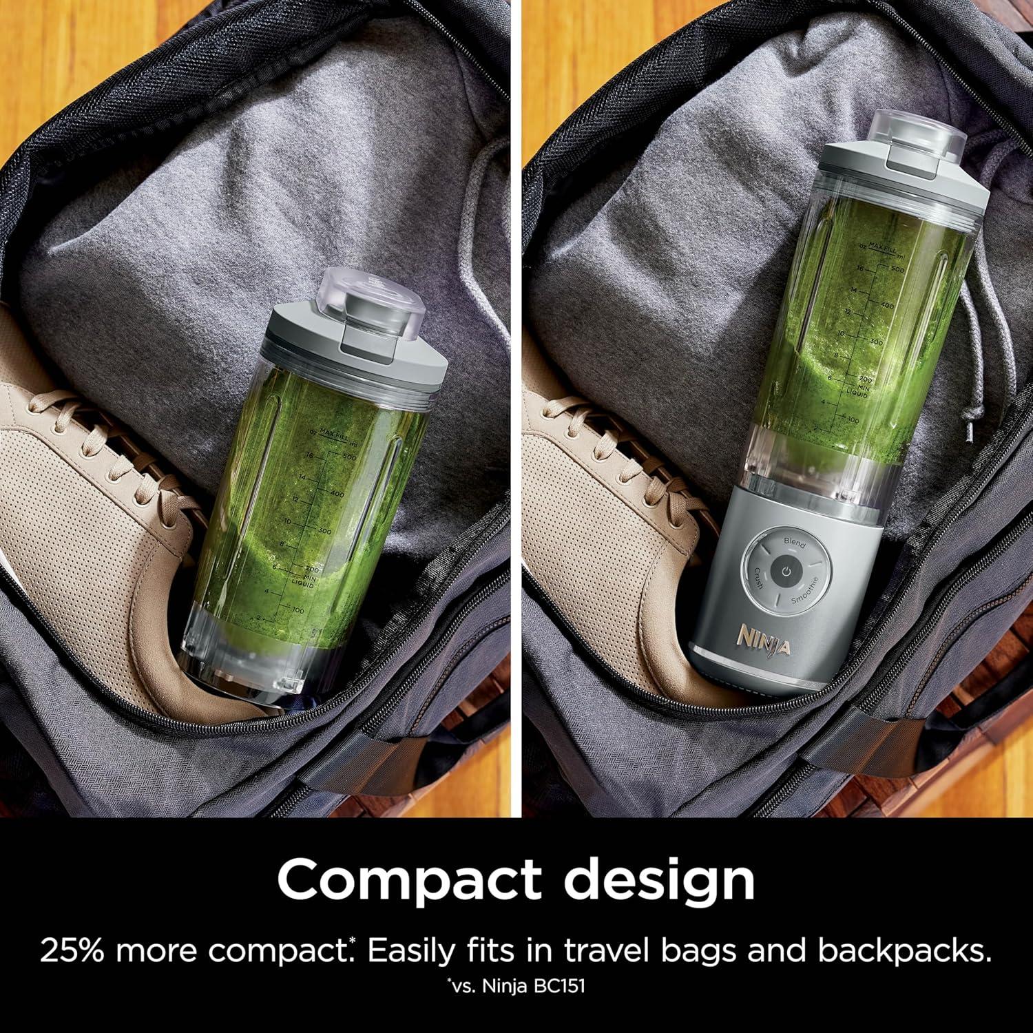 imageNinja Blast Max Portable ampamp Personal Blender Twist ampamp Go Smoothie Blend Ice Crush 3 Programs Cordless 22 oz removable Vessel Dishwasher Safe Leakproof Grey BC251GYSilver