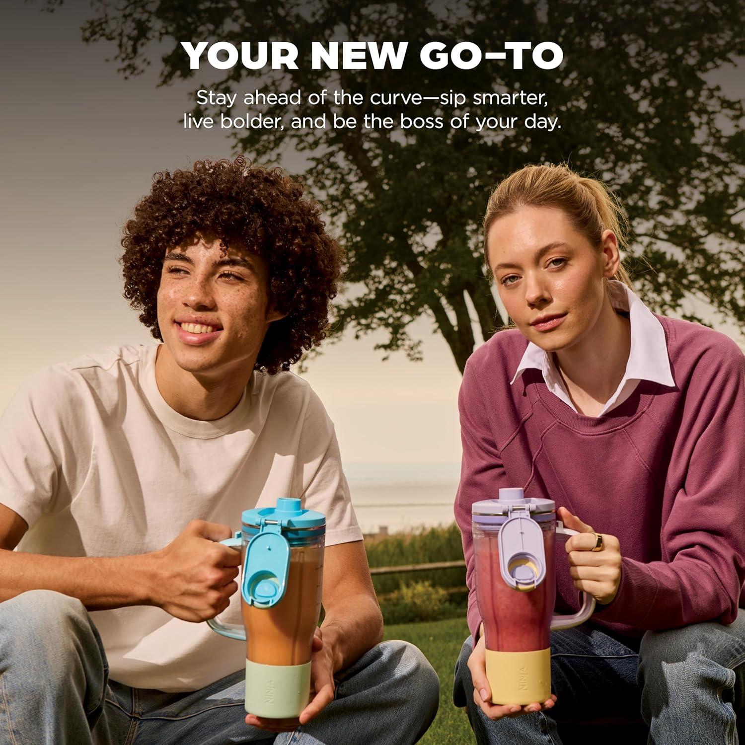 imageNinja BlendBOSS Personal Smoothie Blender ampamp Tumbler 26oz Travel Tumbler wLeakproof Lid ampamp Intergrated Chug Spout AutoIQ Technololgy 1200 Peak Watt Blue Rasberry DB301BLBRN NEWWatermelon Bubblegum