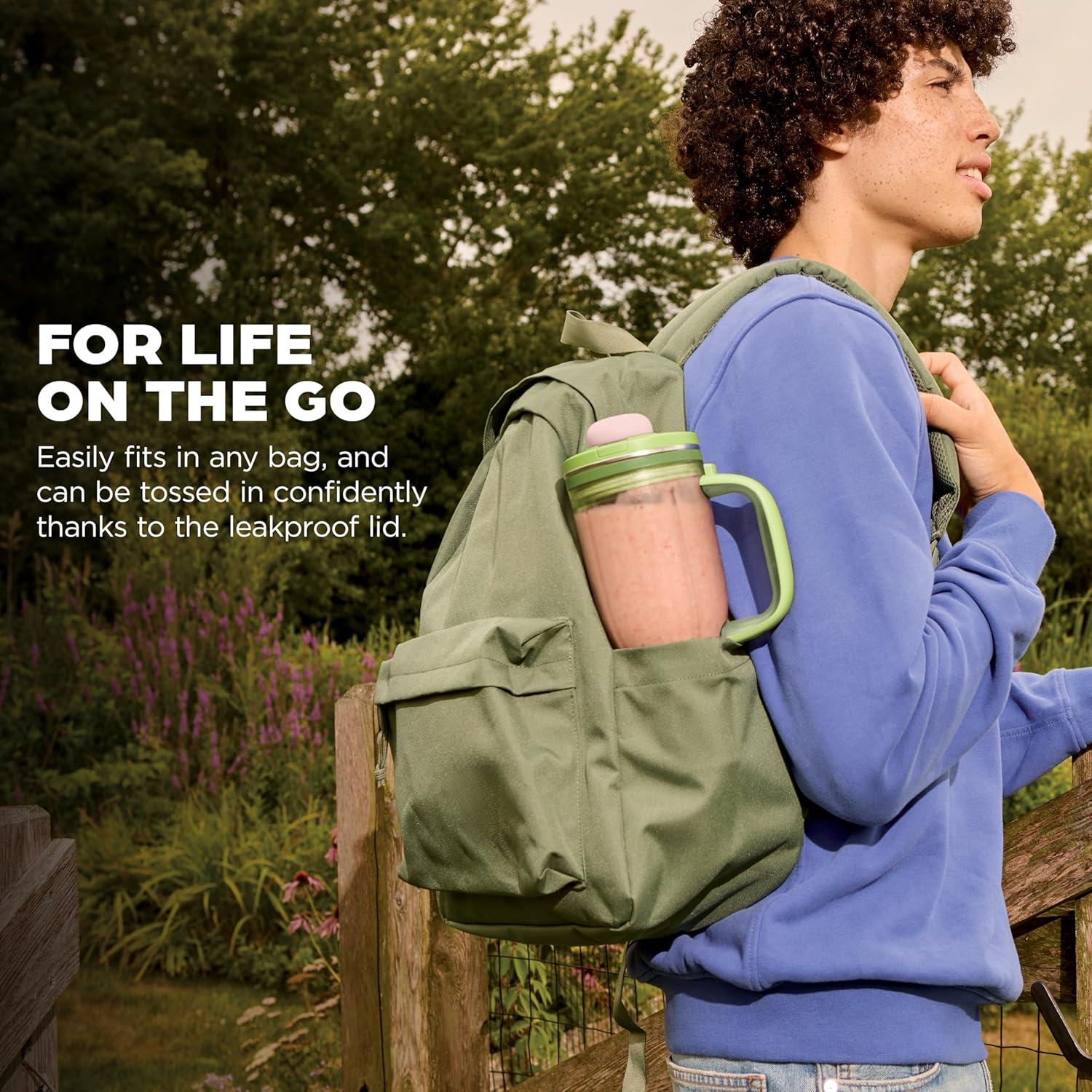 imageNinja BlendBOSS Personal Smoothie Blender ampamp Tumbler 26oz Travel Tumbler wLeakproof Lid ampamp Intergrated Chug Spout AutoIQ Technololgy 1200 Peak Watt Blue Rasberry DB301BLBRN NEWWatermelon Bubblegum