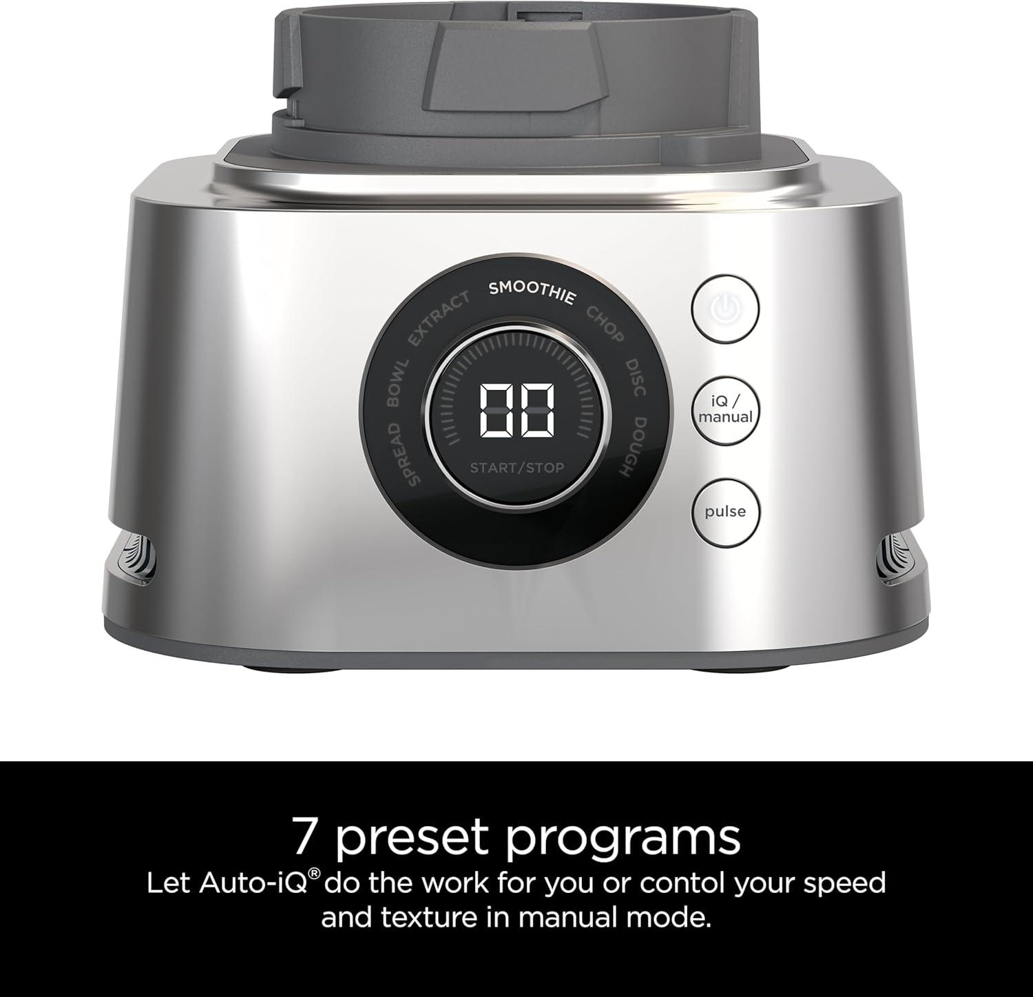 imageNinja Blender ampamp Food Processor Combo Foodi Power Blender System for Smoothies Bowls Spreads ampamp Shakes 6 Functions 72oz Pitcher ToGo Cups Silver SS4011600 Peak Watts