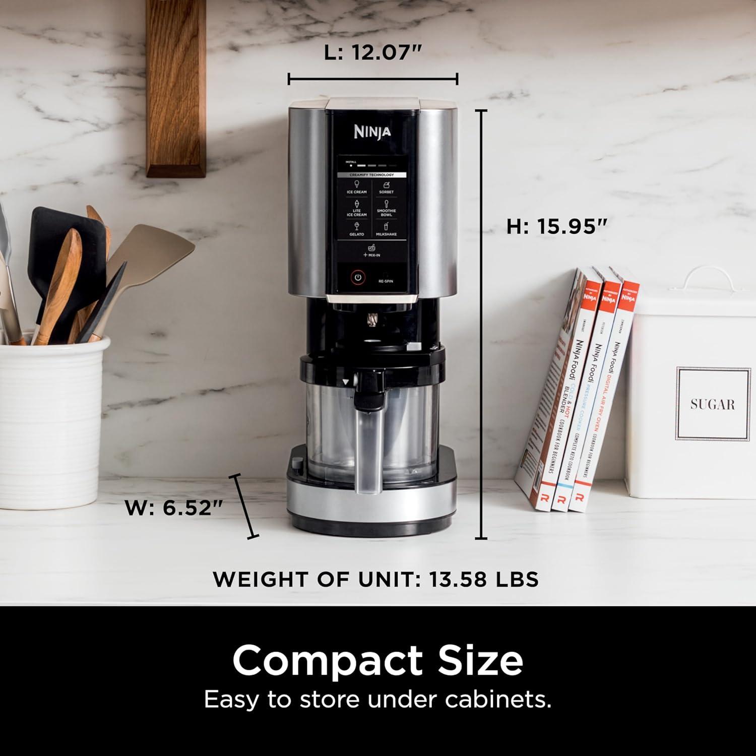 imageNinja CREAMi Ice Cream Maker for Gelato Mixins Milkshakes Sorbet Smoothie Bowls 7 OneTouch Programs with 2 Pint Containers ampamp Lids Compact Size Perfect for Kids Orange Mango NC301AOBlueberry Mint