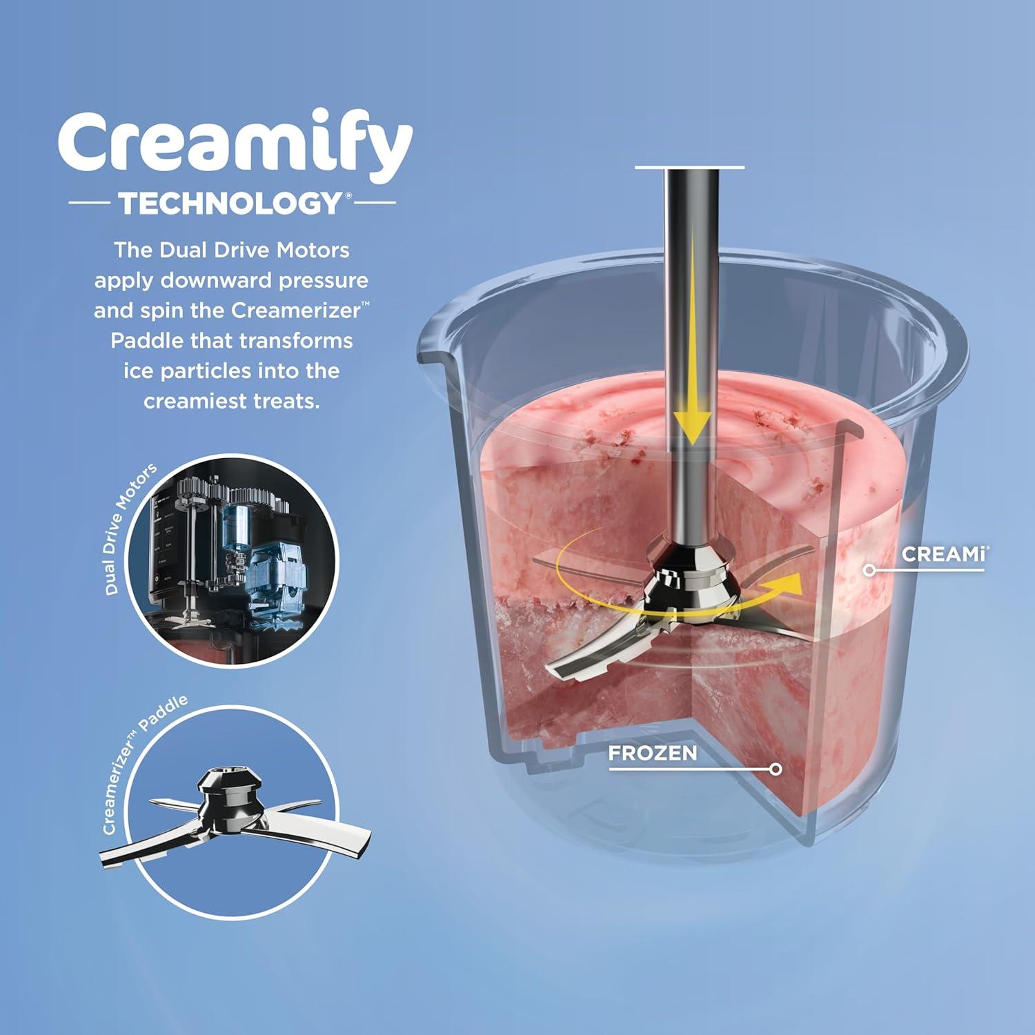 imageNinja CREAMi Ice Cream Maker for Gelato Mixins Milkshakes Sorbet Smoothie Bowls 7 OneTouch Programs with 2 Pint Containers ampamp Lids Compact Size Perfect for Kids Orange Mango NC301AOBlueberry Mint