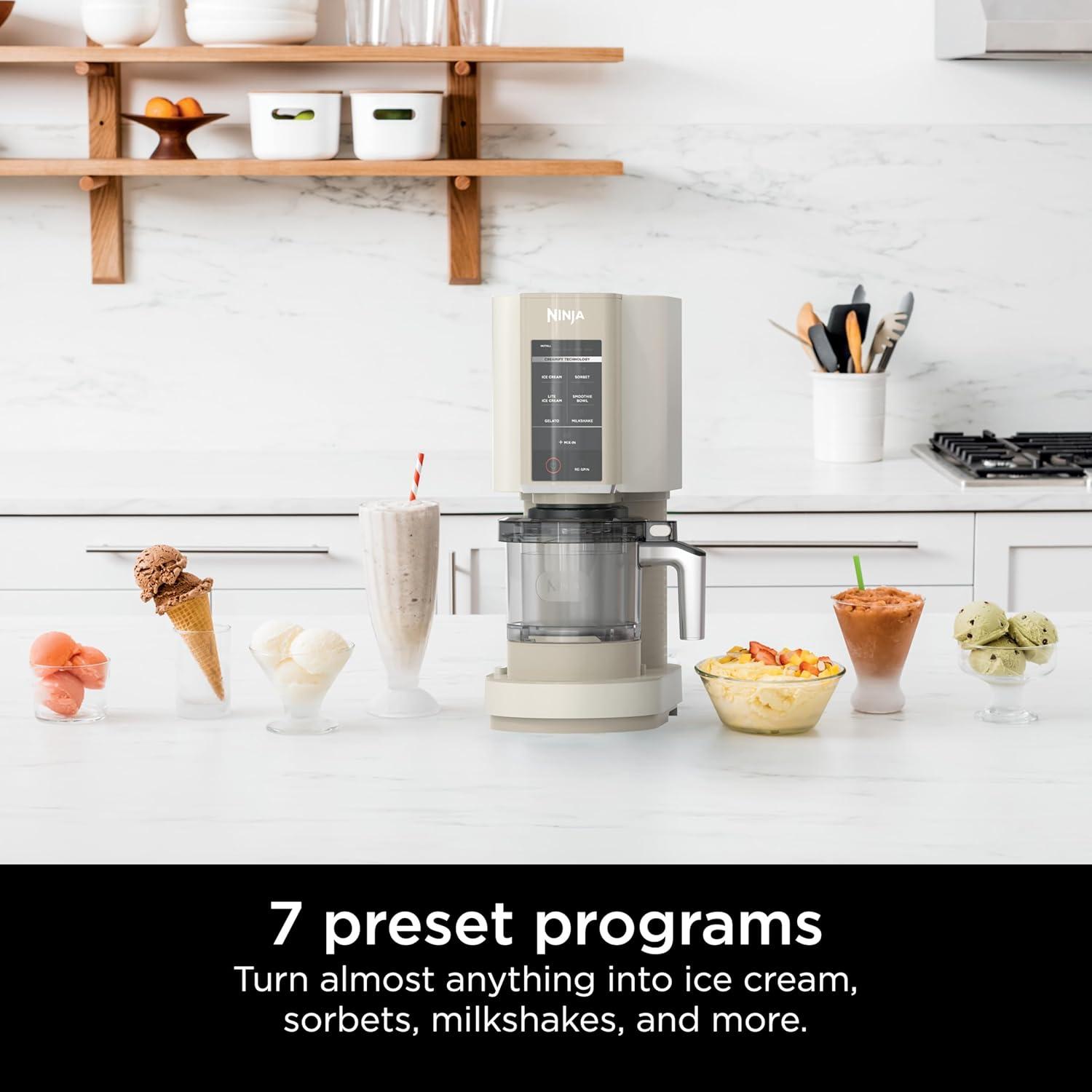 imageNinja CREAMi Ice Cream Maker for Gelato Mixins Milkshakes Sorbet Smoothie Bowls 7 OneTouch Programs with 2 Pint Containers ampamp Lids Compact Size Perfect for Kids Orange Mango NC301AOCoffee Cream