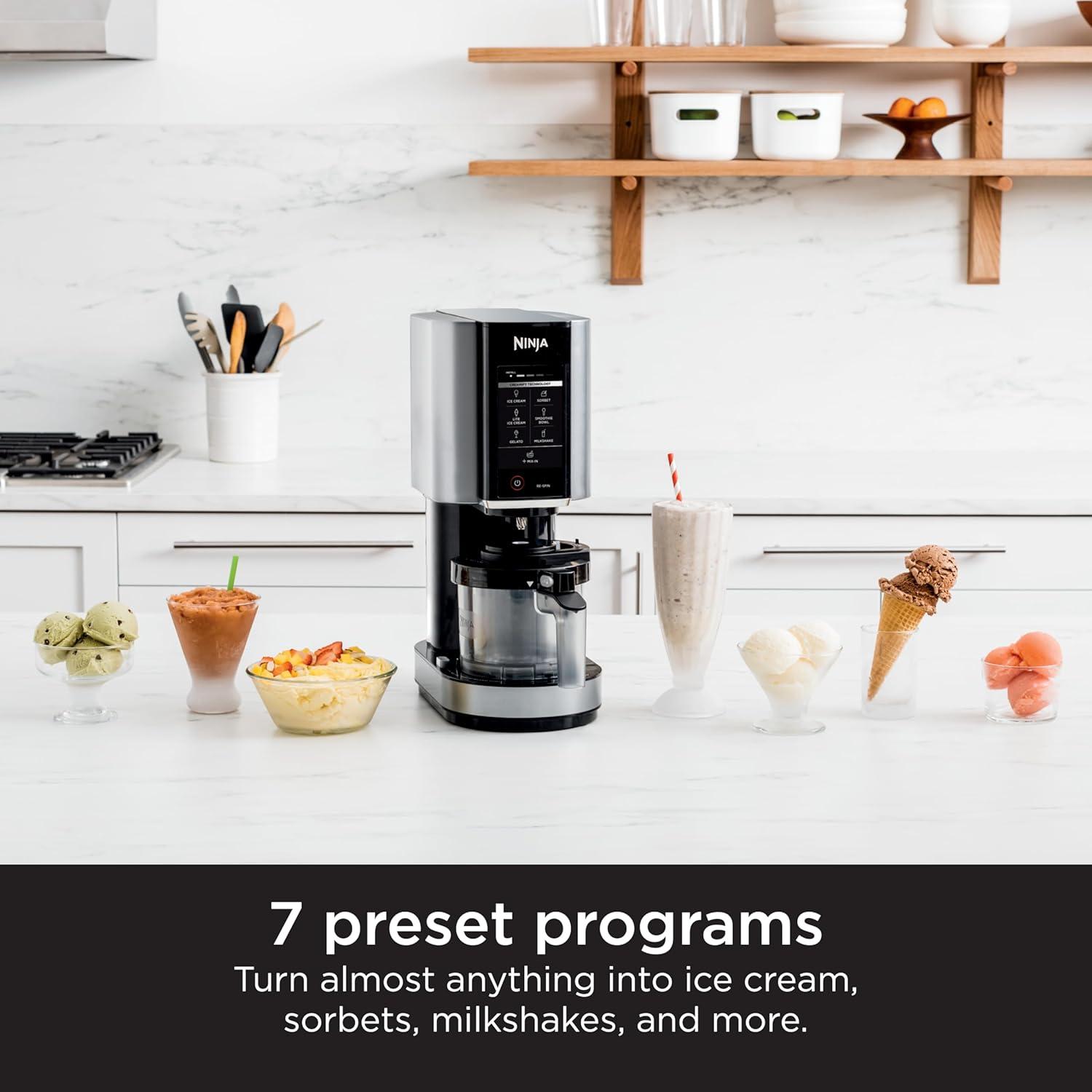 imageNinja CREAMi Ice Cream Maker for Gelato Mixins Milkshakes Sorbet Smoothie Bowls 7 OneTouch Programs with 2 Pint Containers ampamp Lids Compact Size Perfect for Kids Orange Mango NC301AOBlueberry Mint