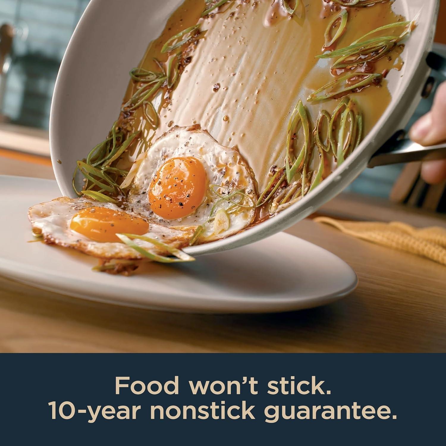 imageNinja Ceramic Pro 11Piece Cookware Set NonStick Pots ampamp Pans Set with Glass Lids Nontoxic PTFE Free Ceramic Coated Oven Safe All Stovetops ampamp Induction Compatible Black CW39011BKStone