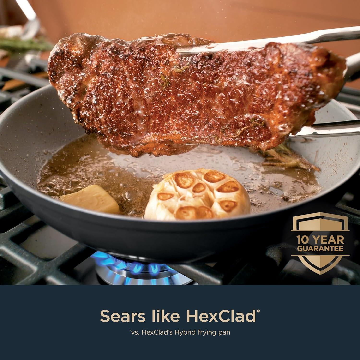 imageNinja Ceramic Pro 14Piece Cookware Set NonStick Pots ampamp Pans Set with Glass Lids Nontoxic PTFE Free Ceramic Coated Oven Safe All Stovetops ampamp Induction Compatible Midnight Blue CW39014MMBlack