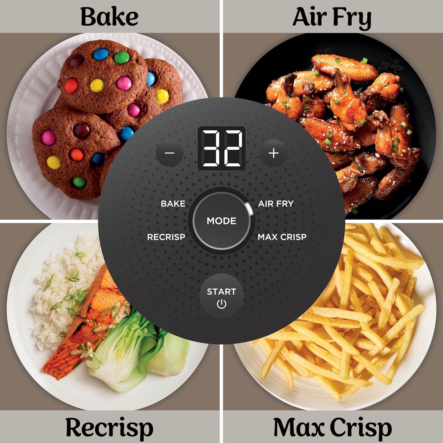 imageNinja Crispi 4in1 Portable Glass Air Fryer Cooking System 1500W 4QT ampamp 6Cup TempWare Glass Containers with Storage Lids Microwave Freezer ampamp Dishwasher Safe Cyberspace Gray FN101GYStone