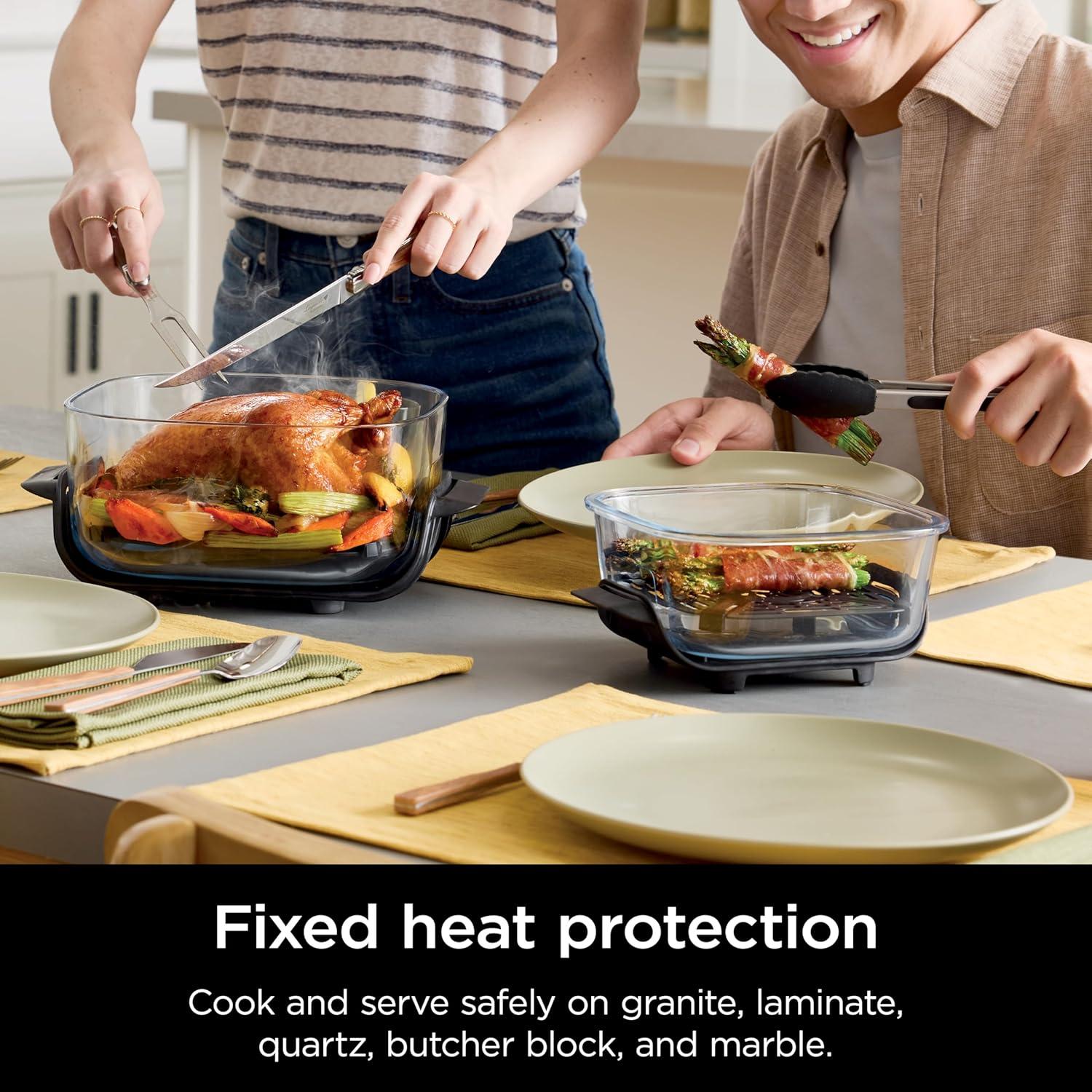 imageNinja Crispi 4in1 Portable Glass Air Fryer Cooking System 1500W 4QT ampamp 6Cup TempWare Glass Containers with Storage Lids Microwave Freezer ampamp Dishwasher Safe Cyberspace Gray FN101GYSage