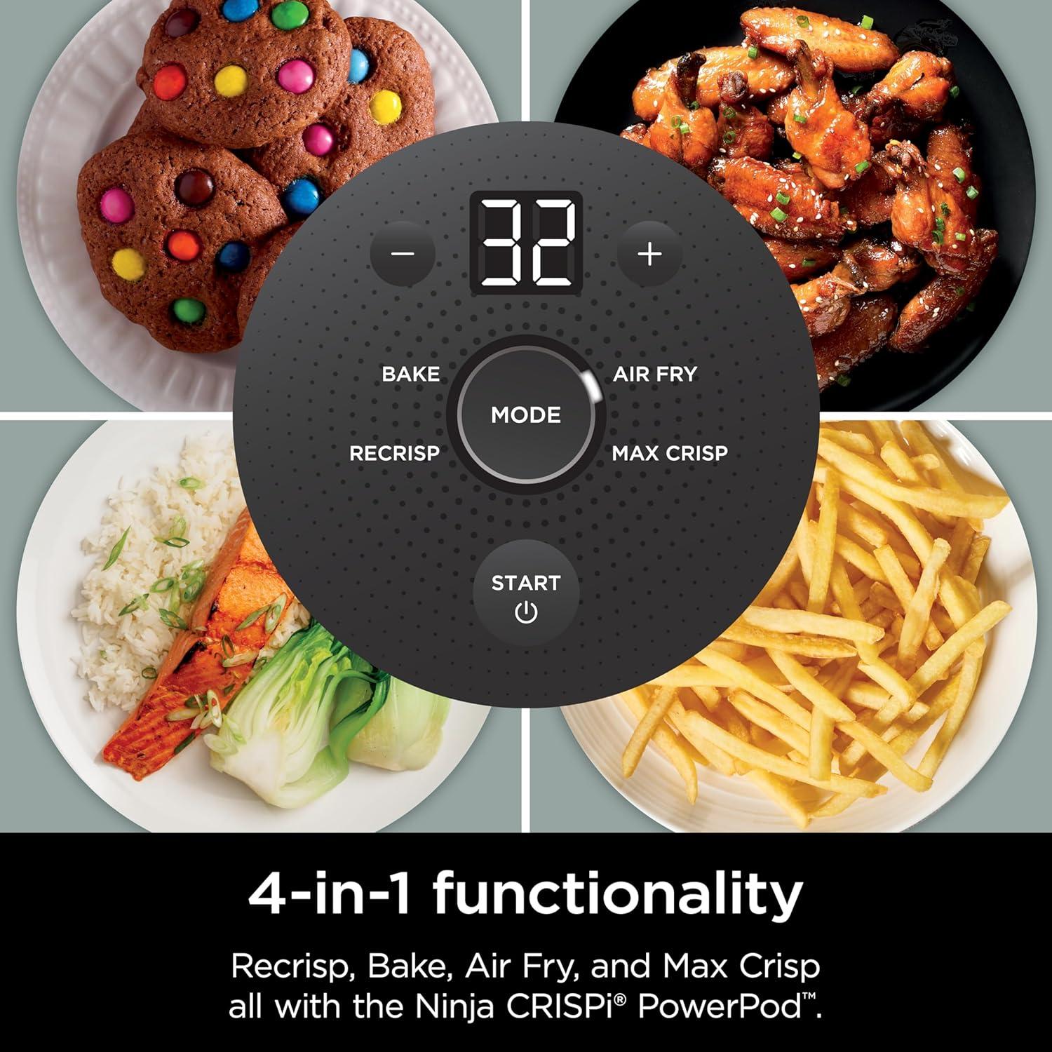 imageNinja Crispi 4in1 Portable Glass Air Fryer Cooking System 1500W 4QT ampamp 6Cup TempWare Glass Containers with Storage Lids Microwave Freezer ampamp Dishwasher Safe Cyberspace Gray FN101GYSage