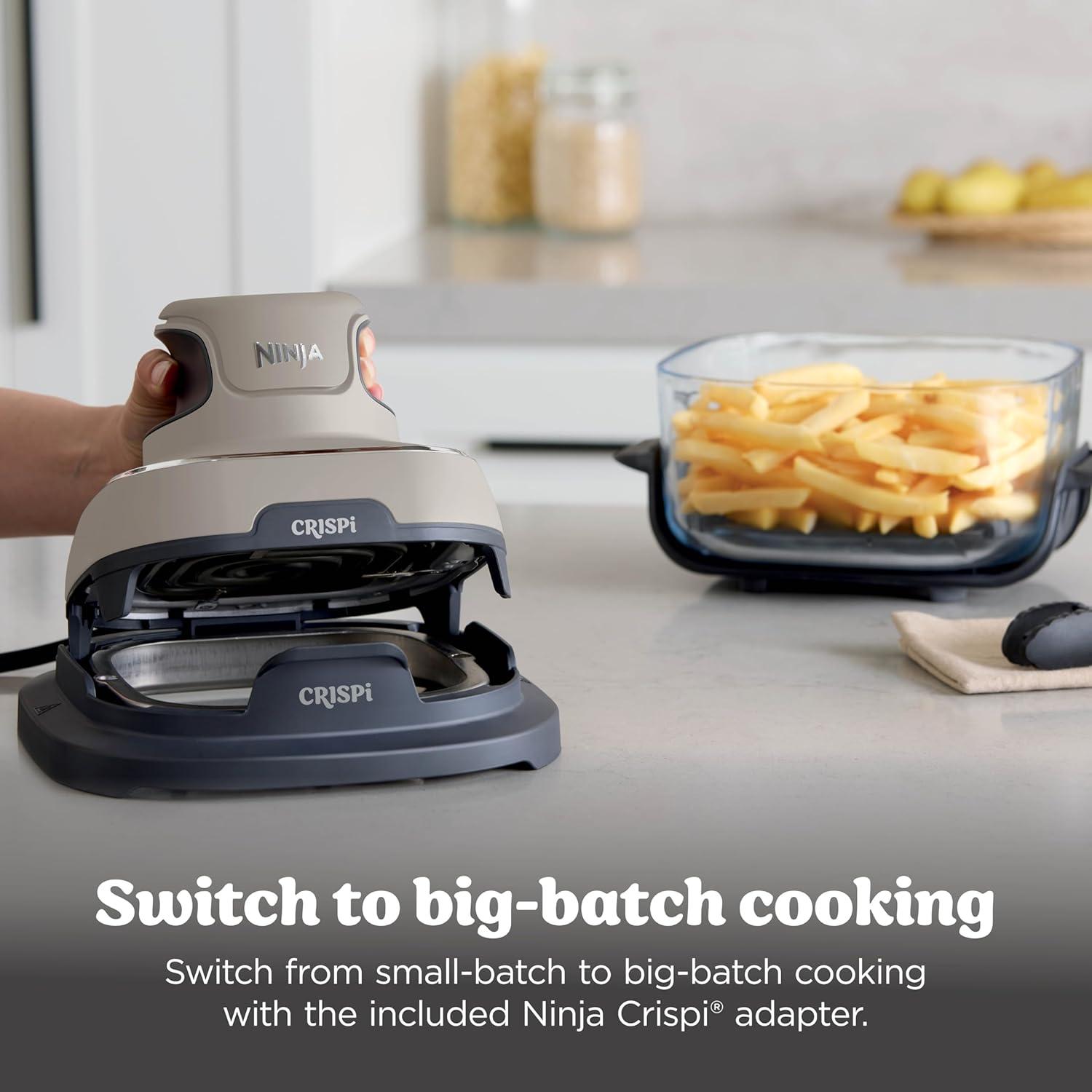 imageNinja Crispi 4in1 Portable Glass Air Fryer Cooking System 1500W 4QT ampamp 6Cup TempWare Glass Containers with Storage Lids Microwave Freezer ampamp Dishwasher Safe Cyberspace Gray FN101GYStone