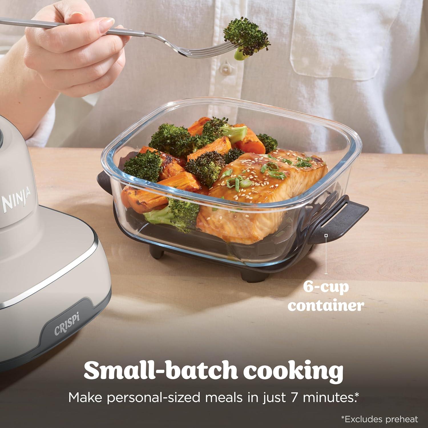 imageNinja Crispi 4in1 Portable Glass Air Fryer Cooking System 1500W 4QT ampamp 6Cup TempWare Glass Containers with Storage Lids Microwave Freezer ampamp Dishwasher Safe Cyberspace Gray FN101GYStone