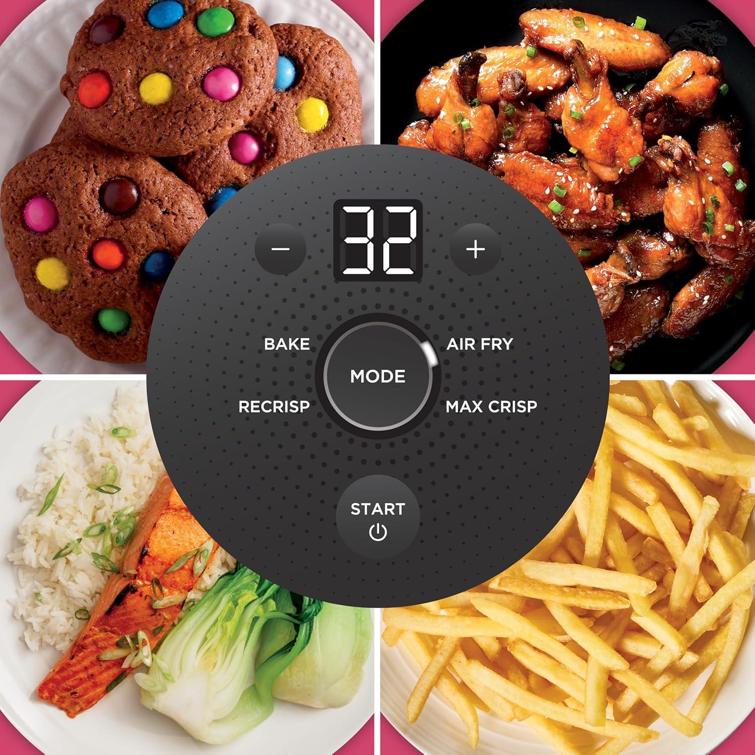 imageNinja Crispi 4in1 Portable Glass Air Fryer Cooking System 1500W 4QT ampamp 6Cup TempWare Glass Containers with Storage Lids Microwave Freezer ampamp Dishwasher Safe Cyberspace Gray FN101GYCherry Crush