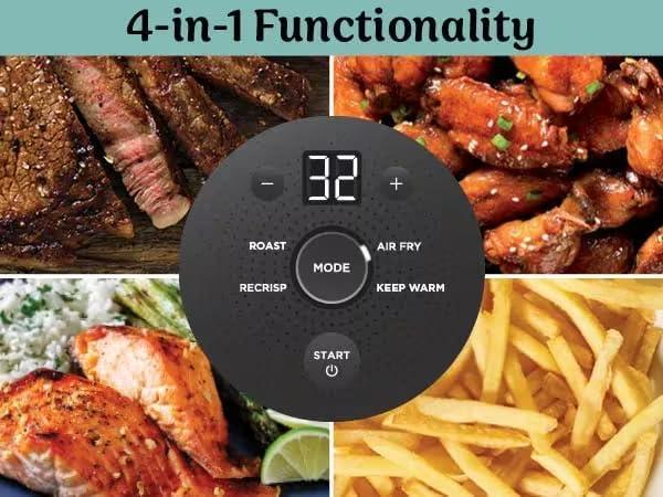 imageNinja Crispi 4in1 Portable Glass Air Fryer Cooking System 1500W 4QT ampamp 6Cup TempWare Glass Containers with Storage Lids Microwave Freezer ampamp Dishwasher Safe Cyberspace Gray FN101GYNavy