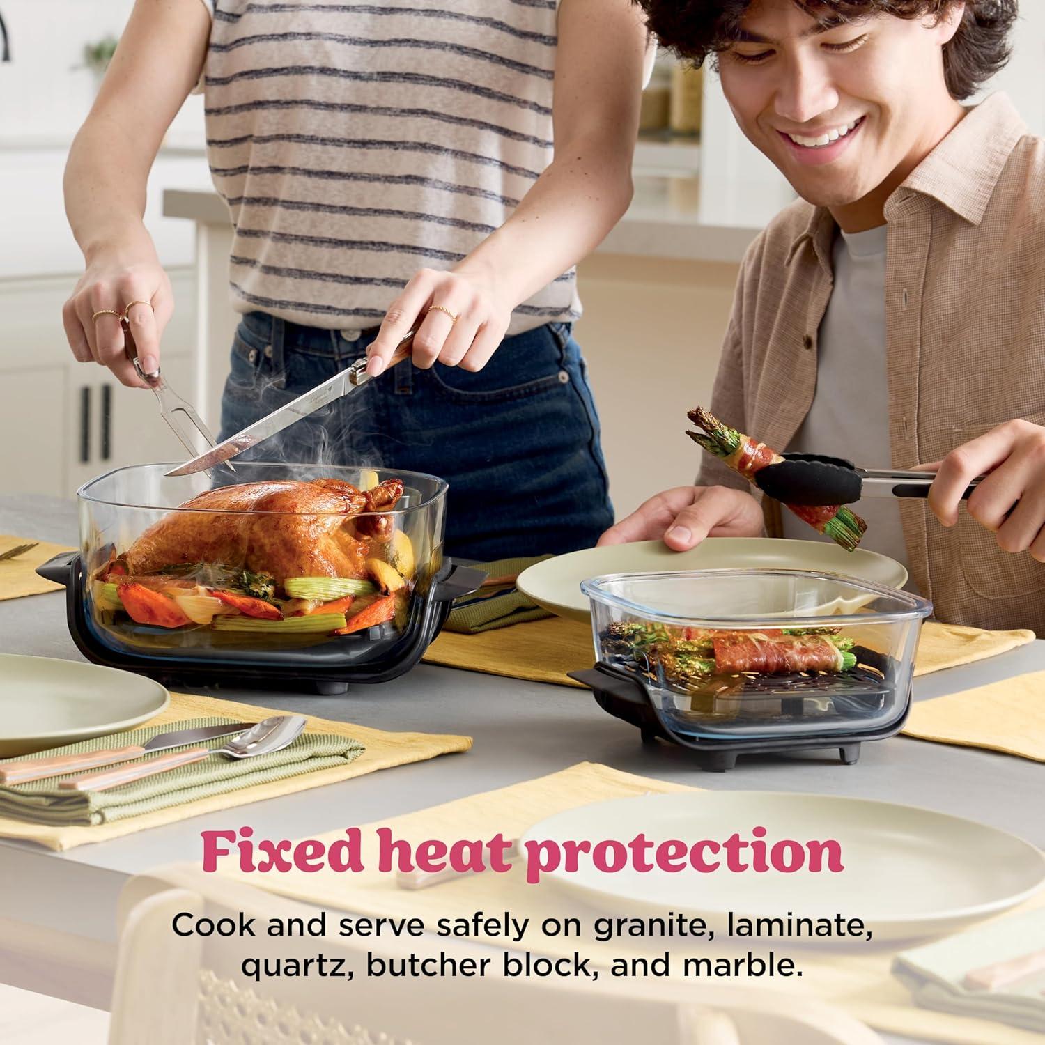 imageNinja Crispi 4in1 Portable Glass Air Fryer Cooking System 1500W 4QT ampamp 6Cup TempWare Glass Containers with Storage Lids Microwave Freezer ampamp Dishwasher Safe Cyberspace Gray FN101GYCherry Crush